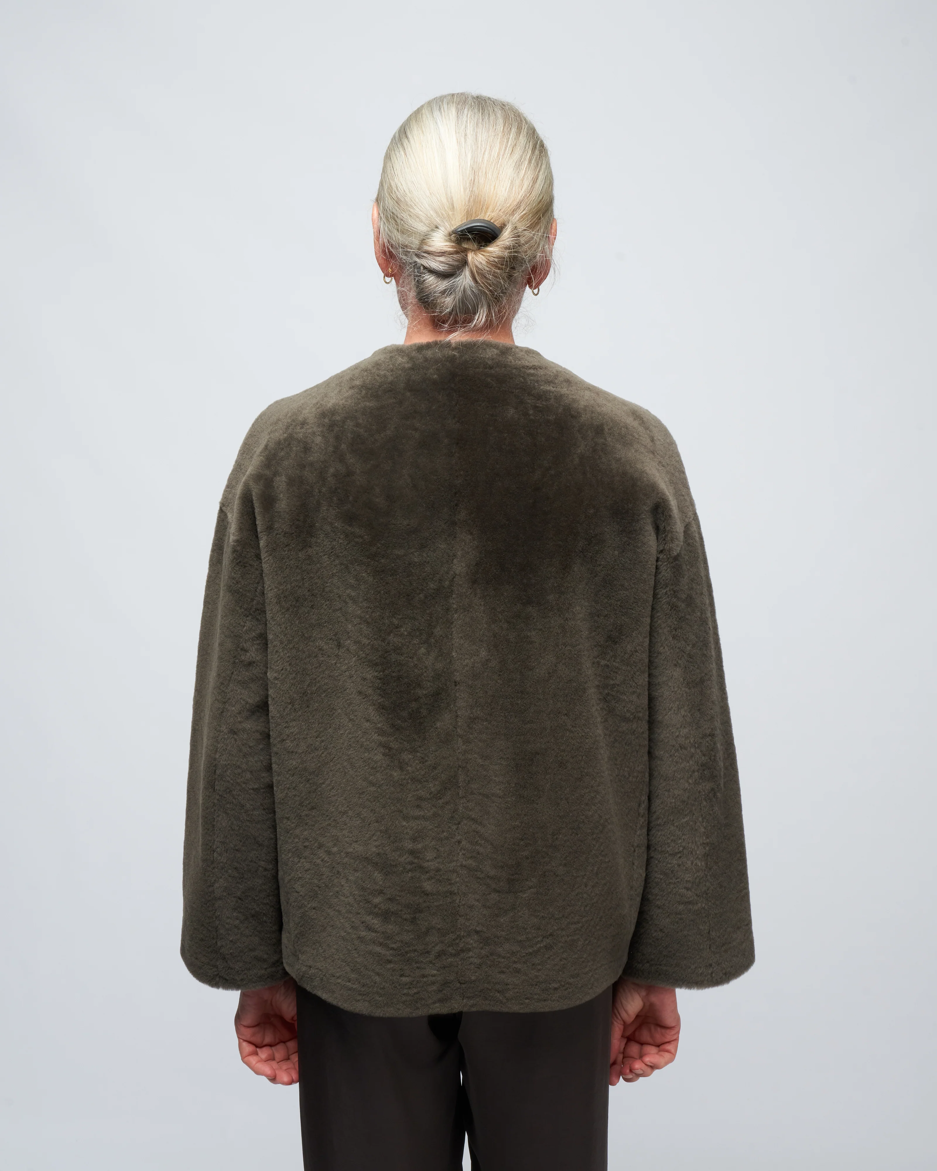 v neck shearling cardigan - Image 4