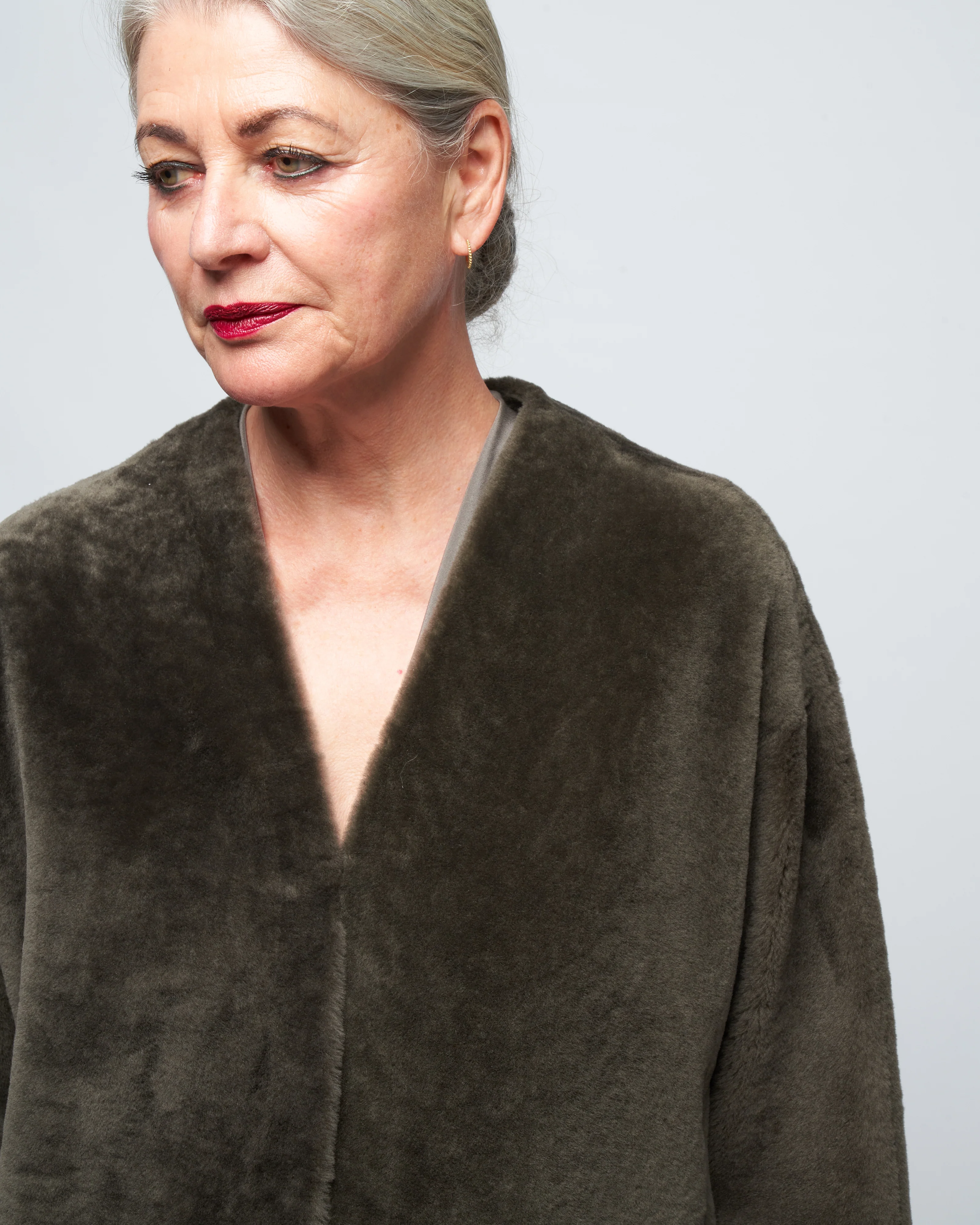 v neck shearling cardigan - Image 5