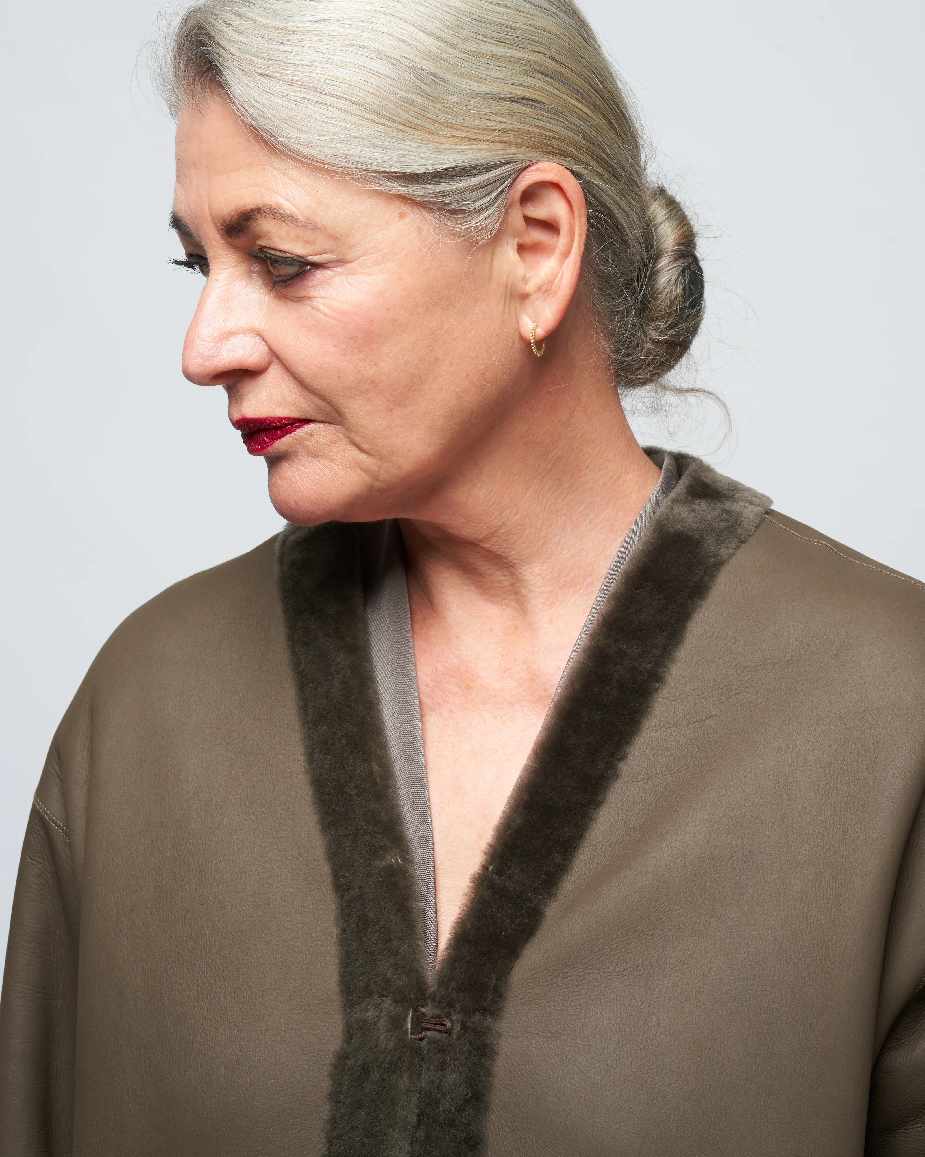 v neck shearling cardigan - Image 7