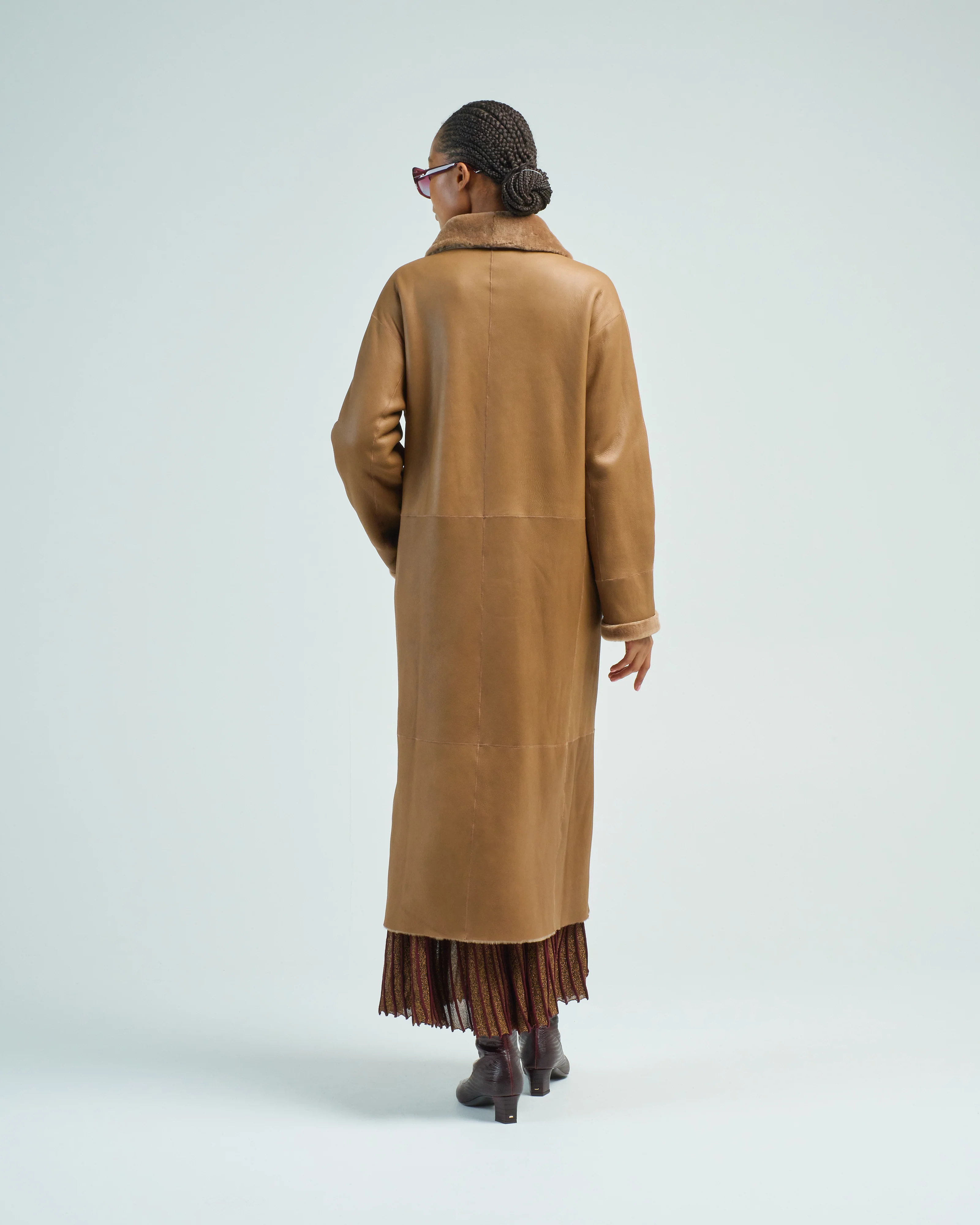 xlong neat shearling shawl coat - Image 5