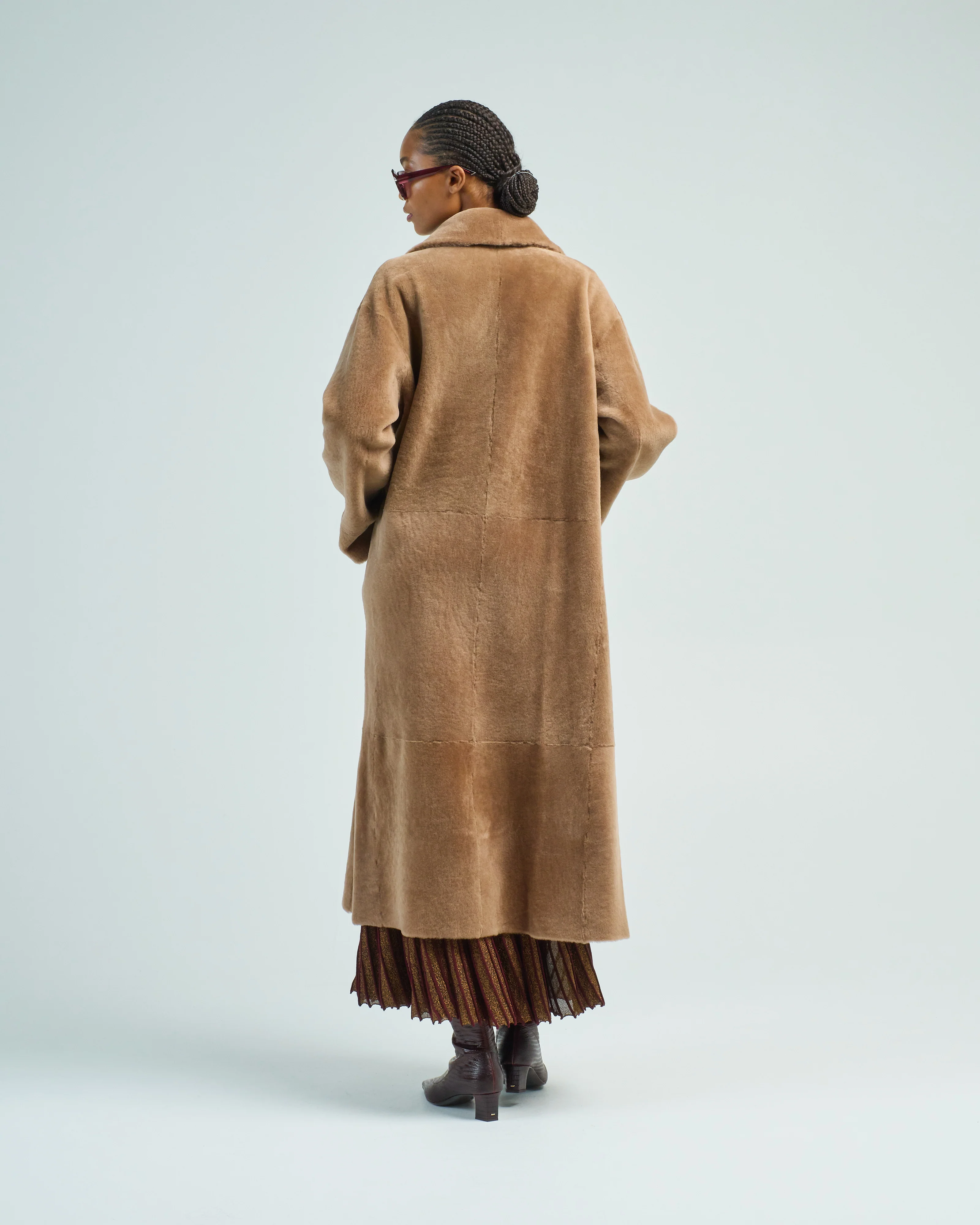 xlong neat shearling shawl coat - Image 7