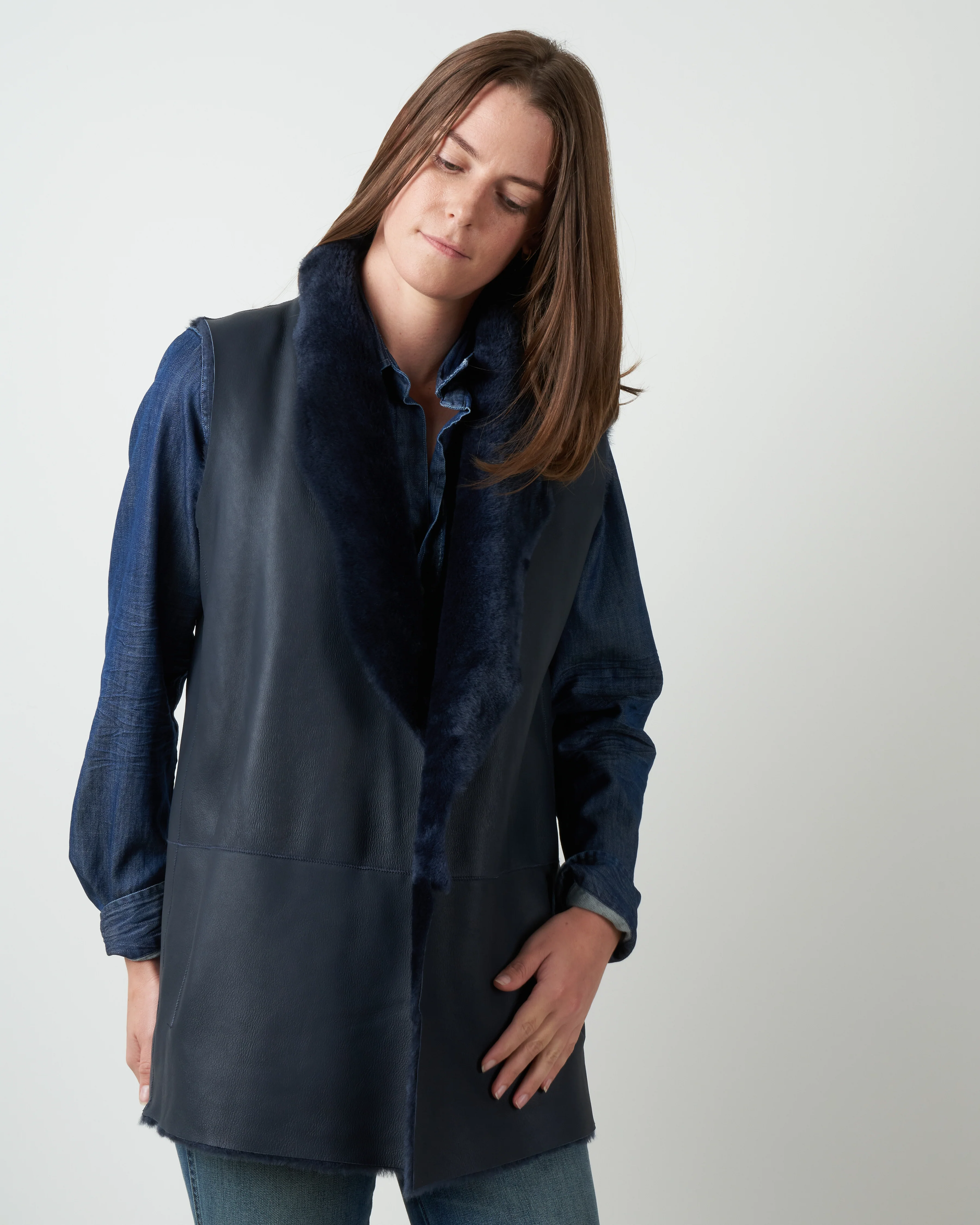 merinillo mid-length gilet - navy - Image 2
