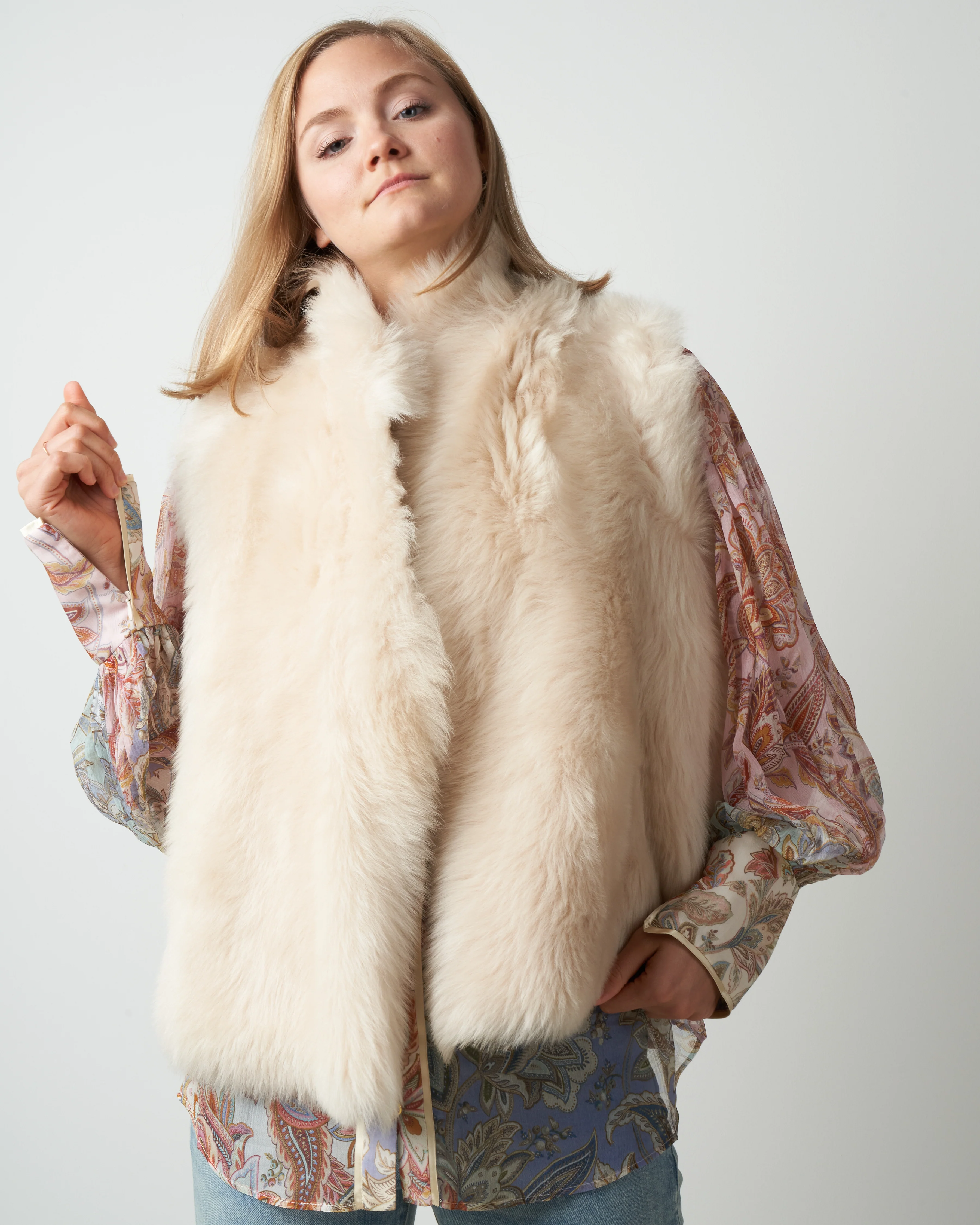 toscano rough cut gilet - buttermilk - Image 2