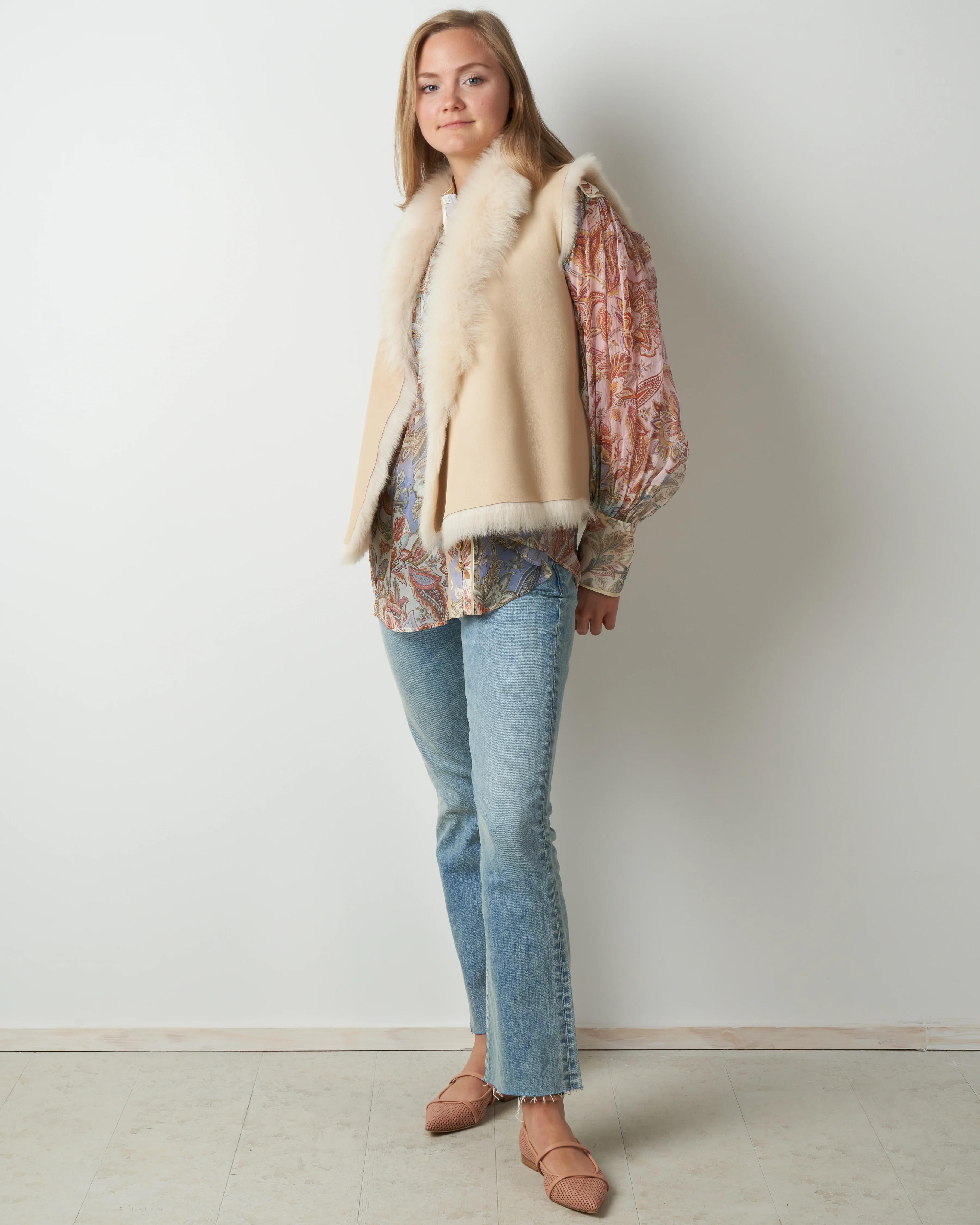 toscano rough cut gilet - buttermilk - Image 4