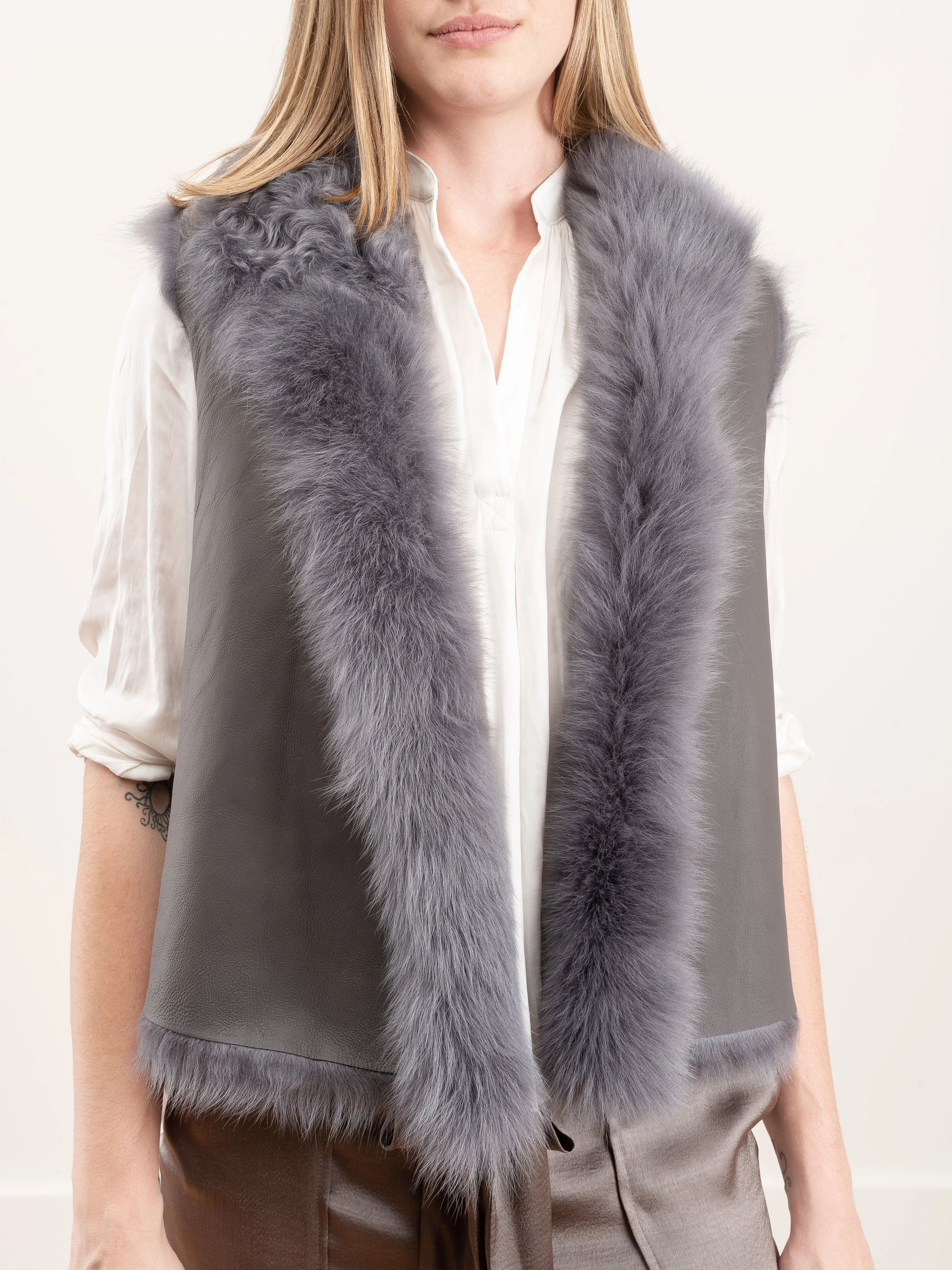 toscano rough cut gilet - grey - Image 5
