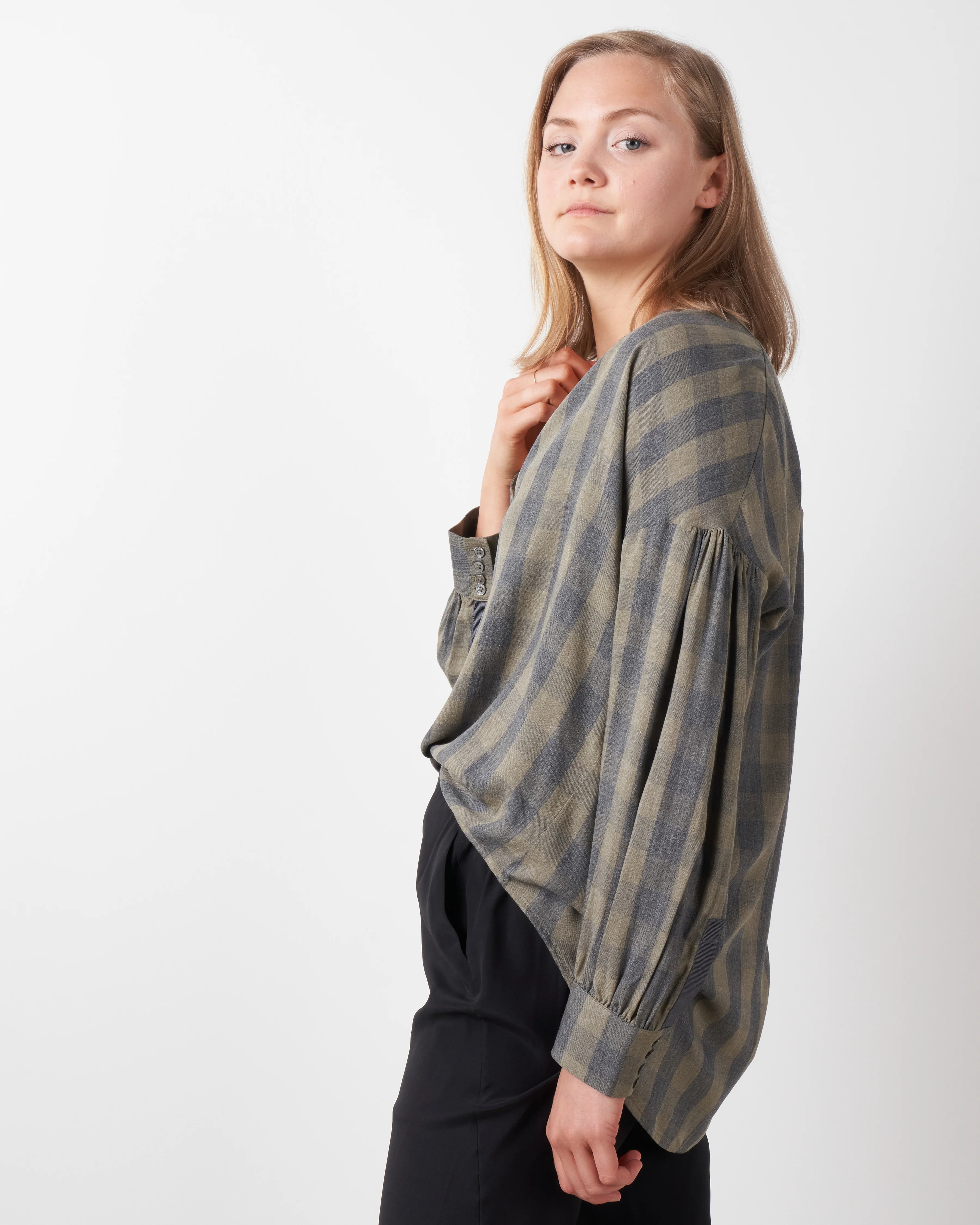 check popover tunic - grey/khaki - Image 2