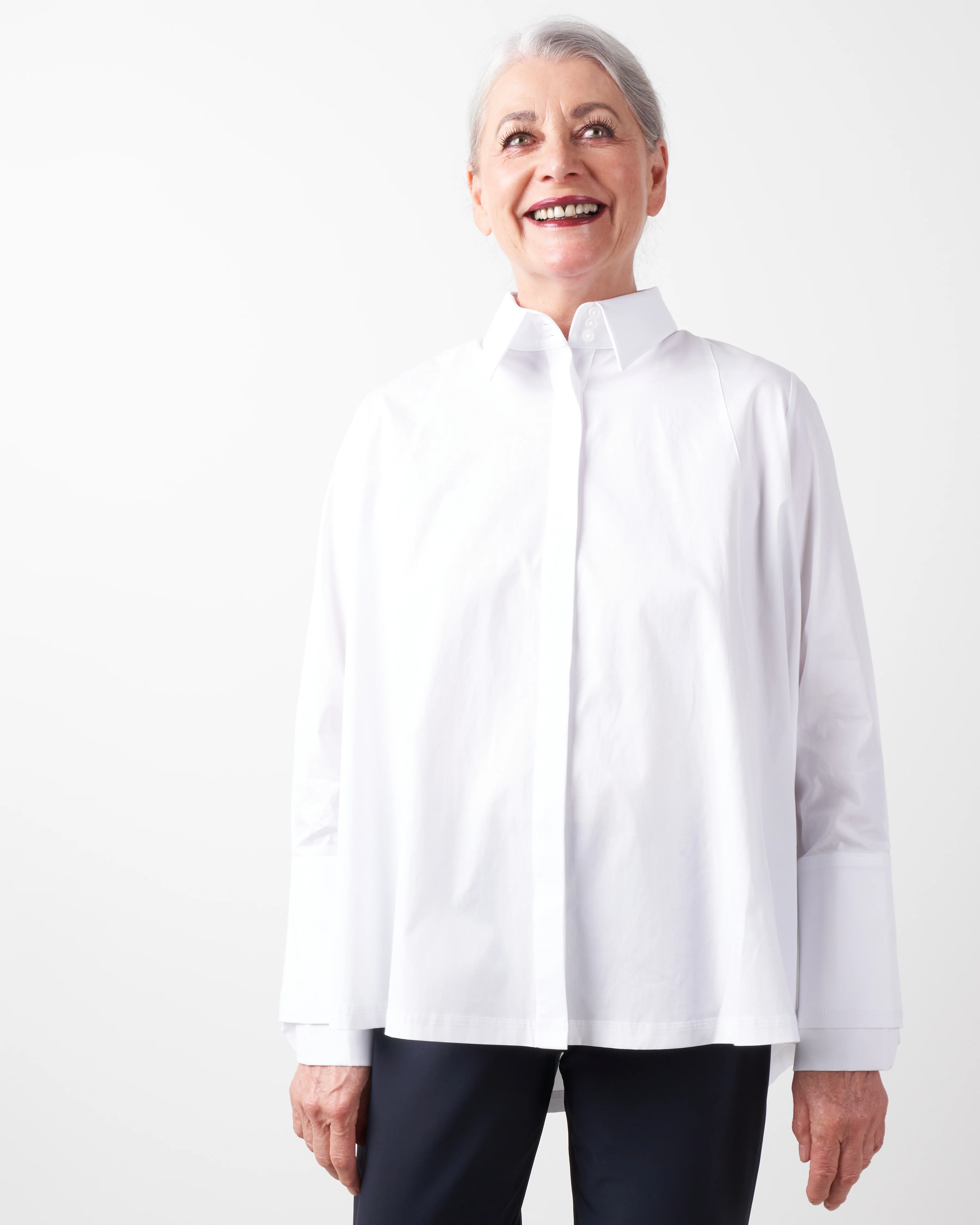 cotton swing back shirt - white - Image 2
