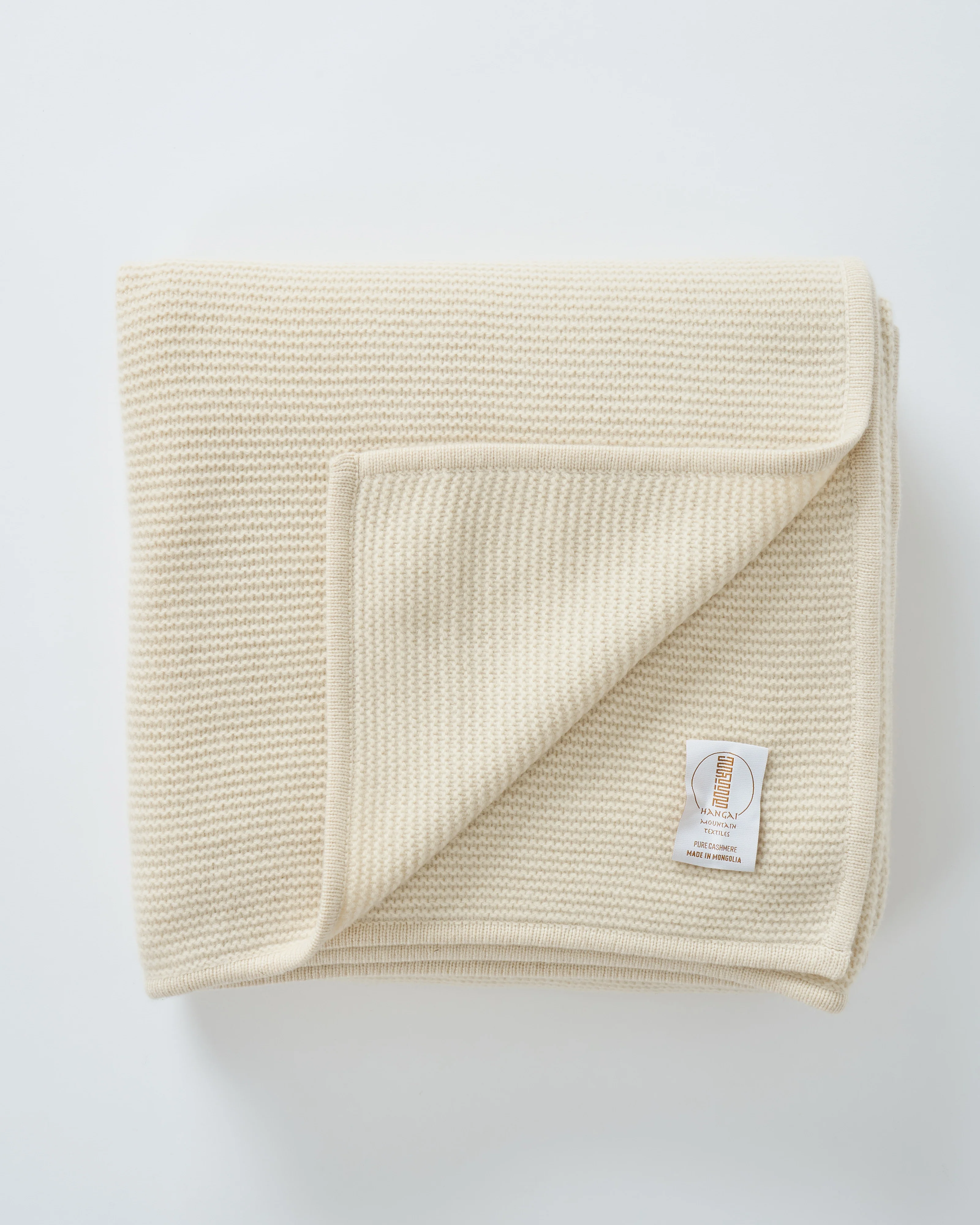 purl knit cashmere throw with border - Image 3