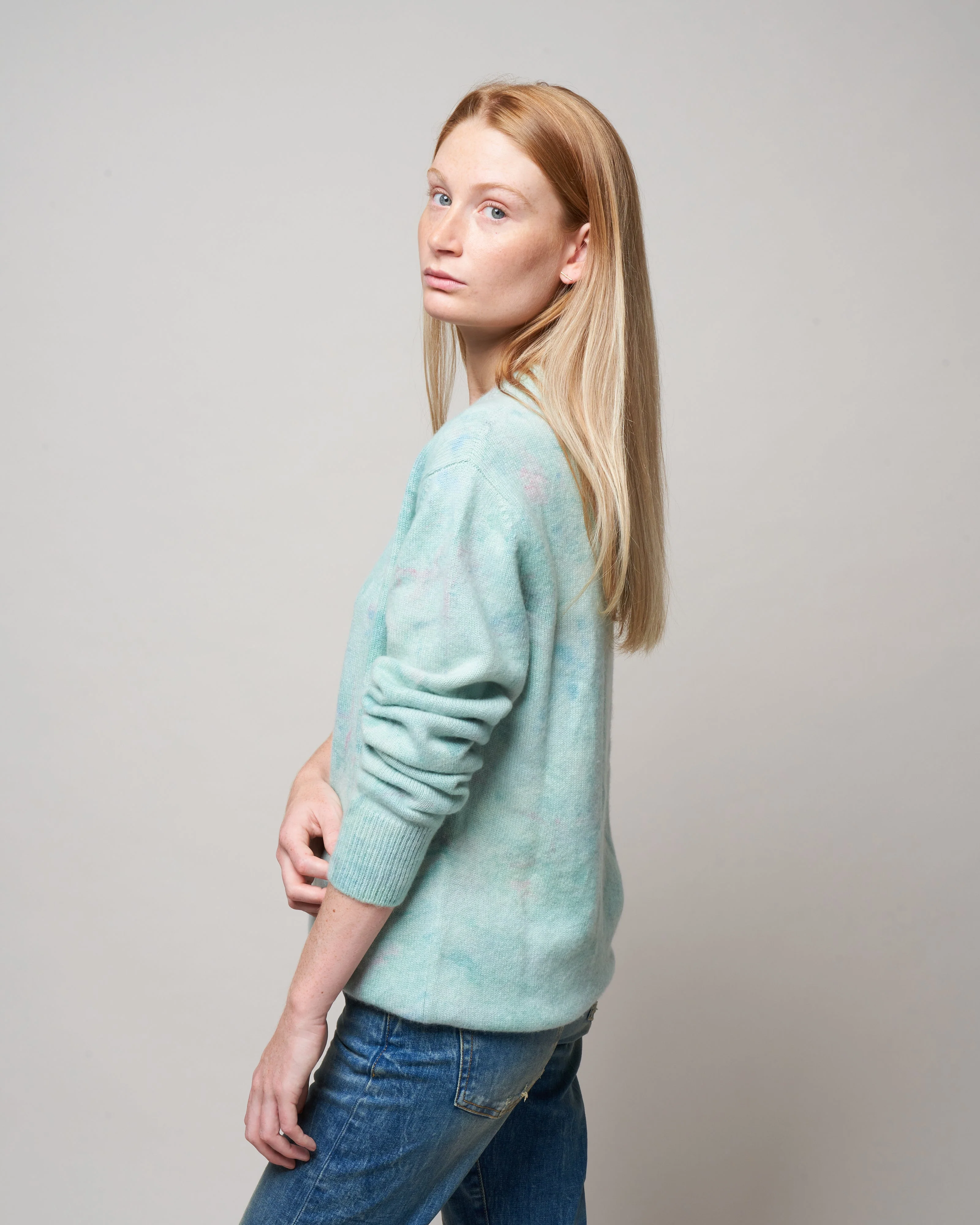 baby marble dye crew sweater - pink/blue/yellow - Image 3