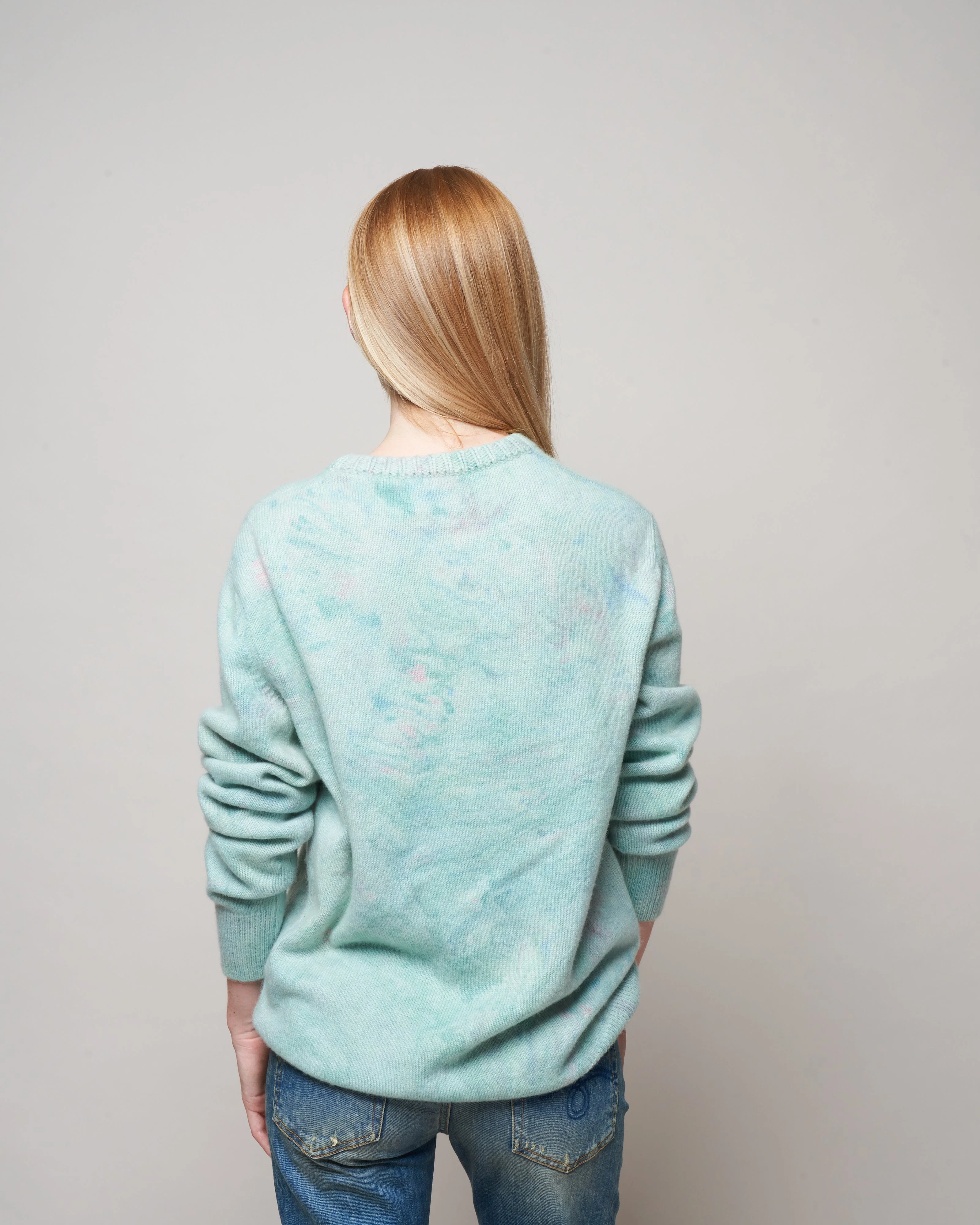 baby marble dye crew sweater - pink/blue/yellow - Image 4