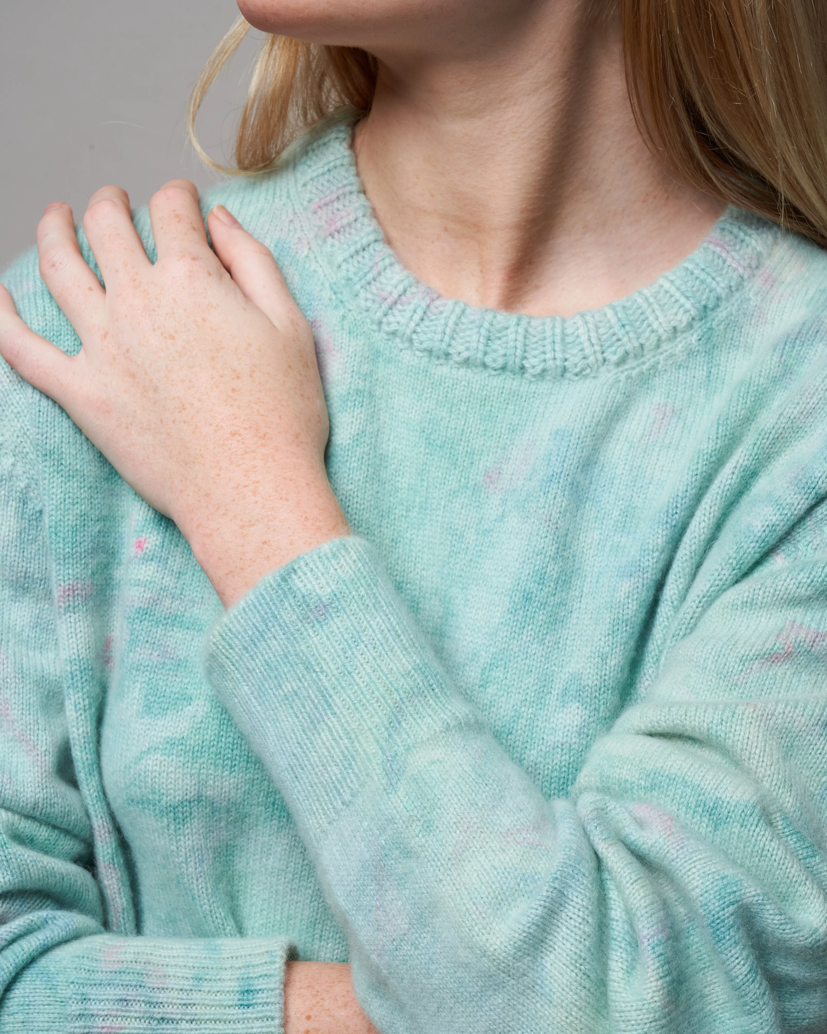 baby marble dye crew sweater - pink/blue/yellow - Image 5