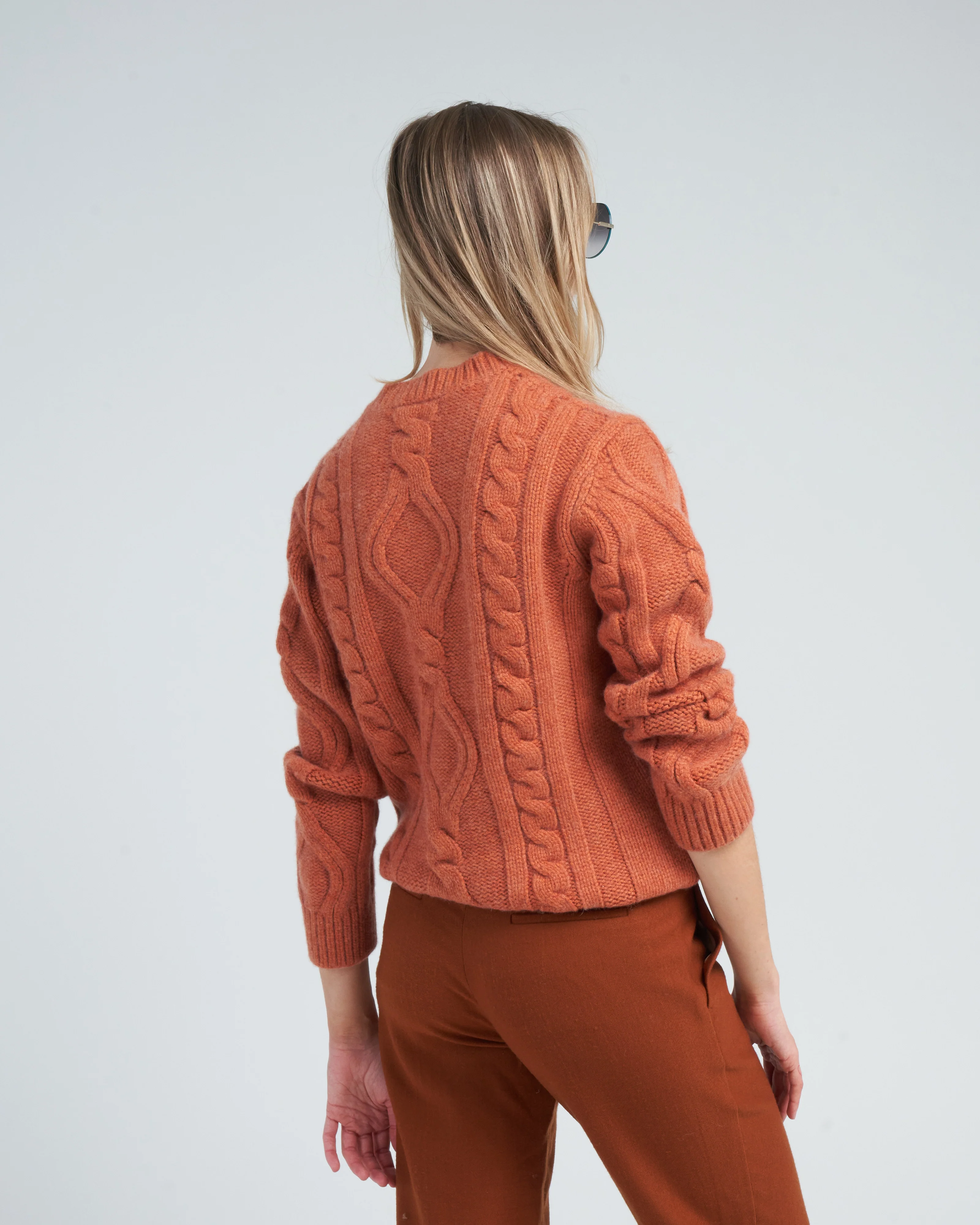 cable knit crew - orange - Image 4