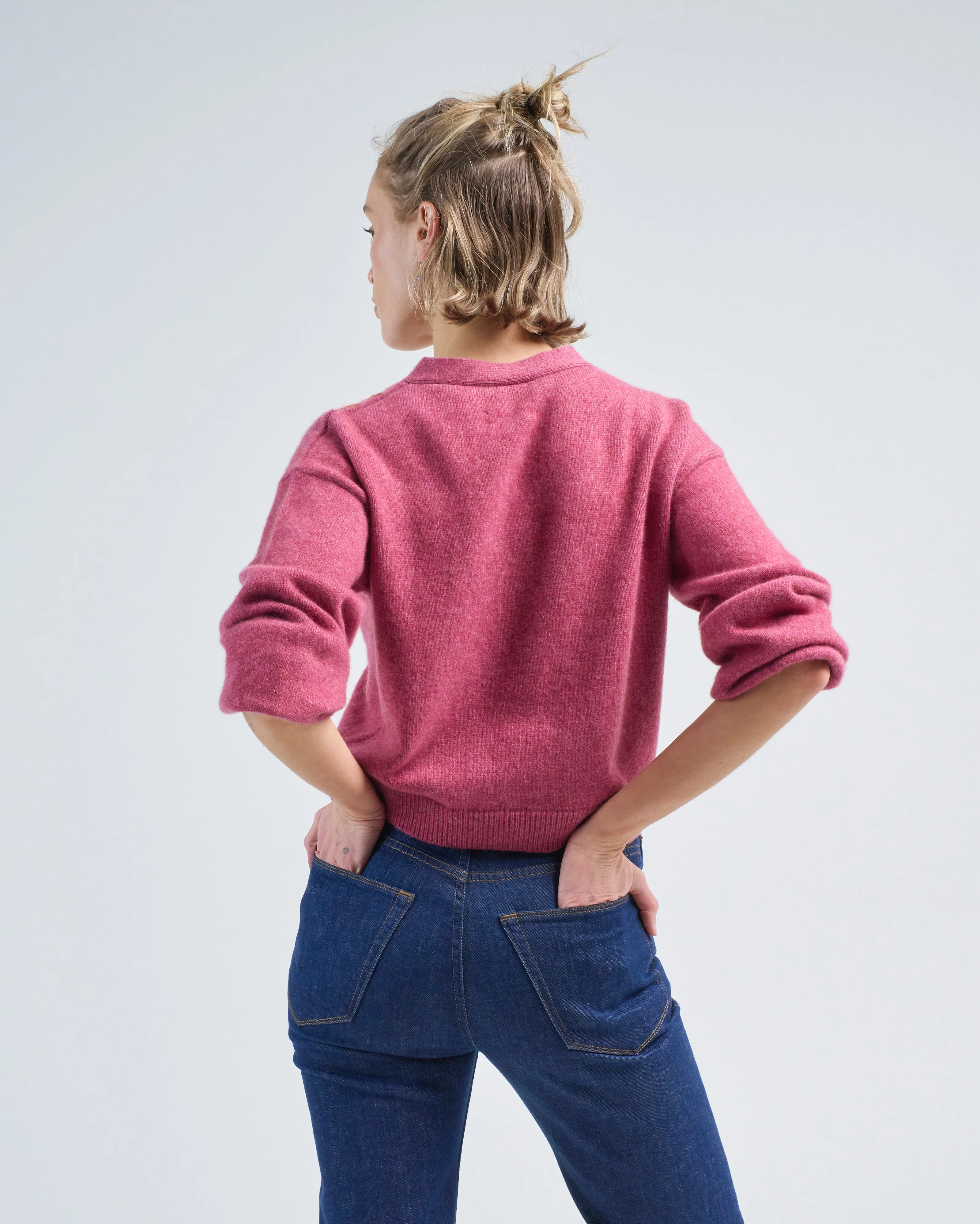 classic crop cardigan w/ whipstitch - Image 5