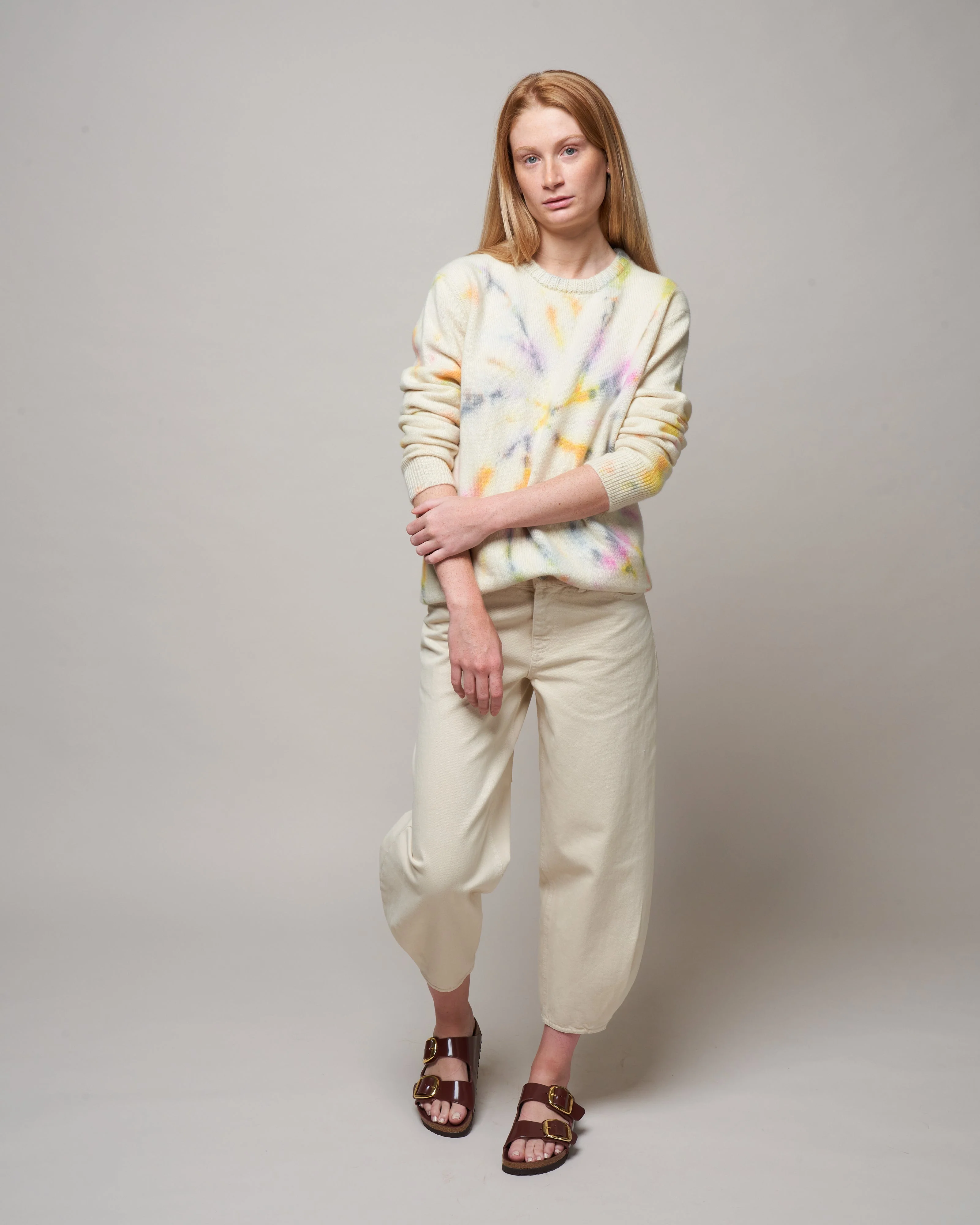 cosmos swirl tye dye crew sweater - orange/yellow/grey - Image 2