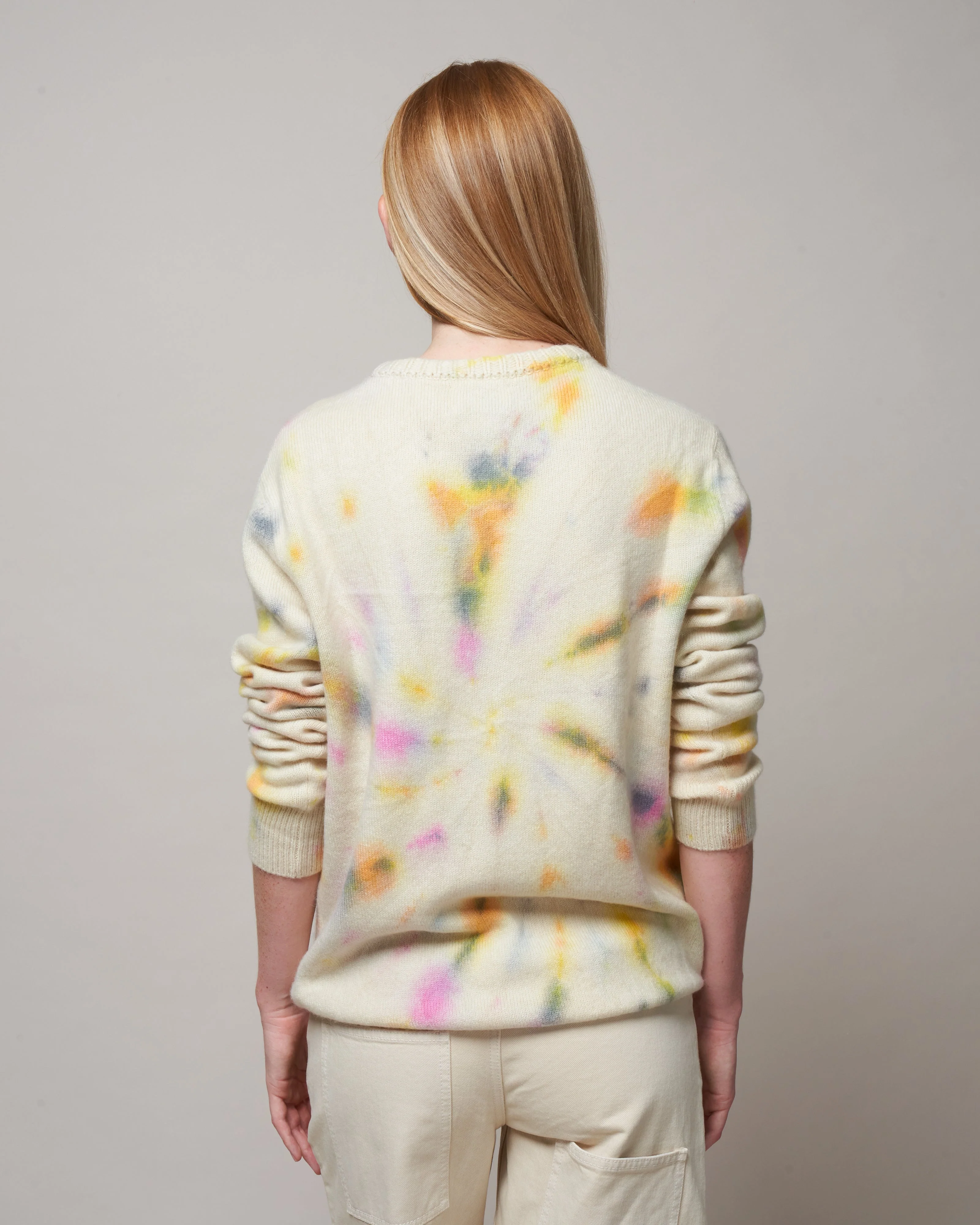 cosmos swirl tye dye crew sweater - orange/yellow/grey - Image 4