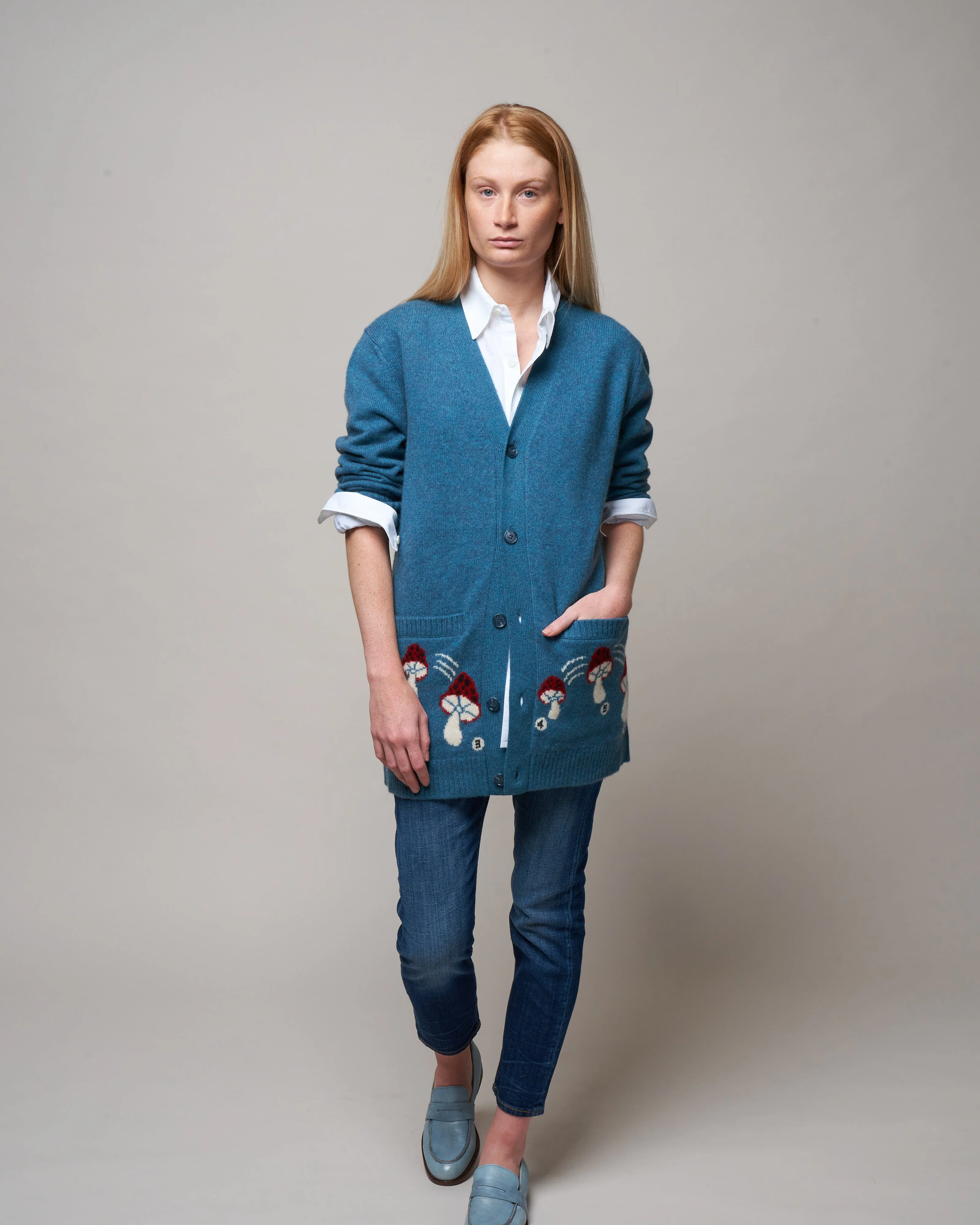 mushroom cardigan - blue - Image 2