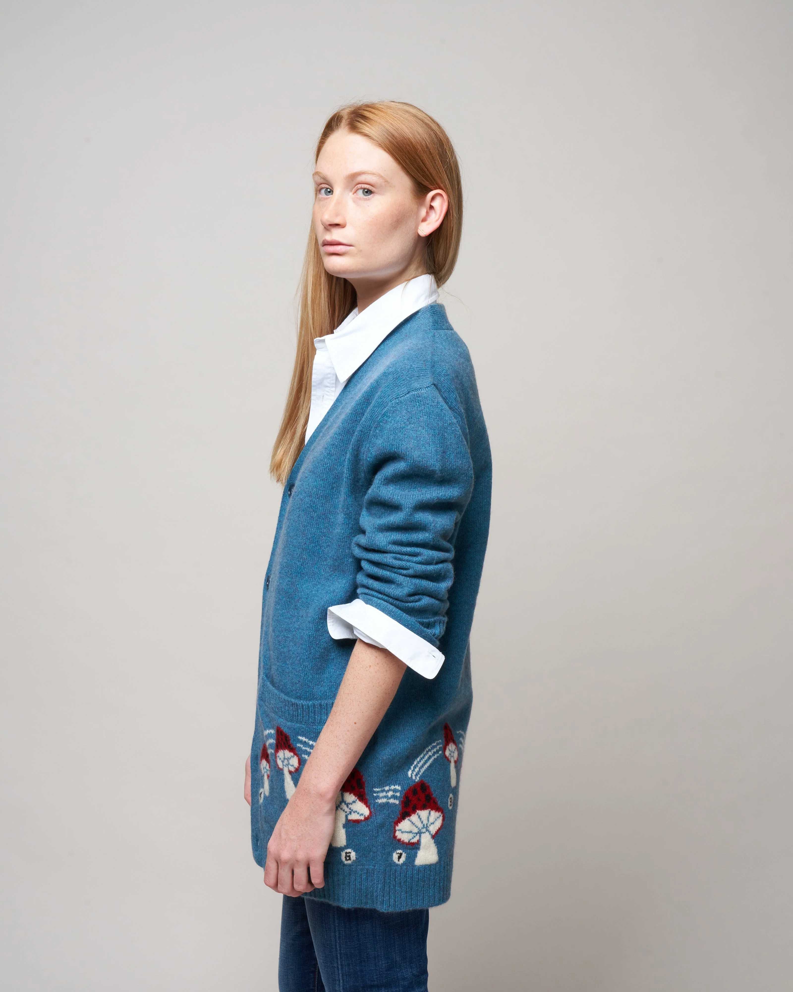 mushroom cardigan - blue - Image 3