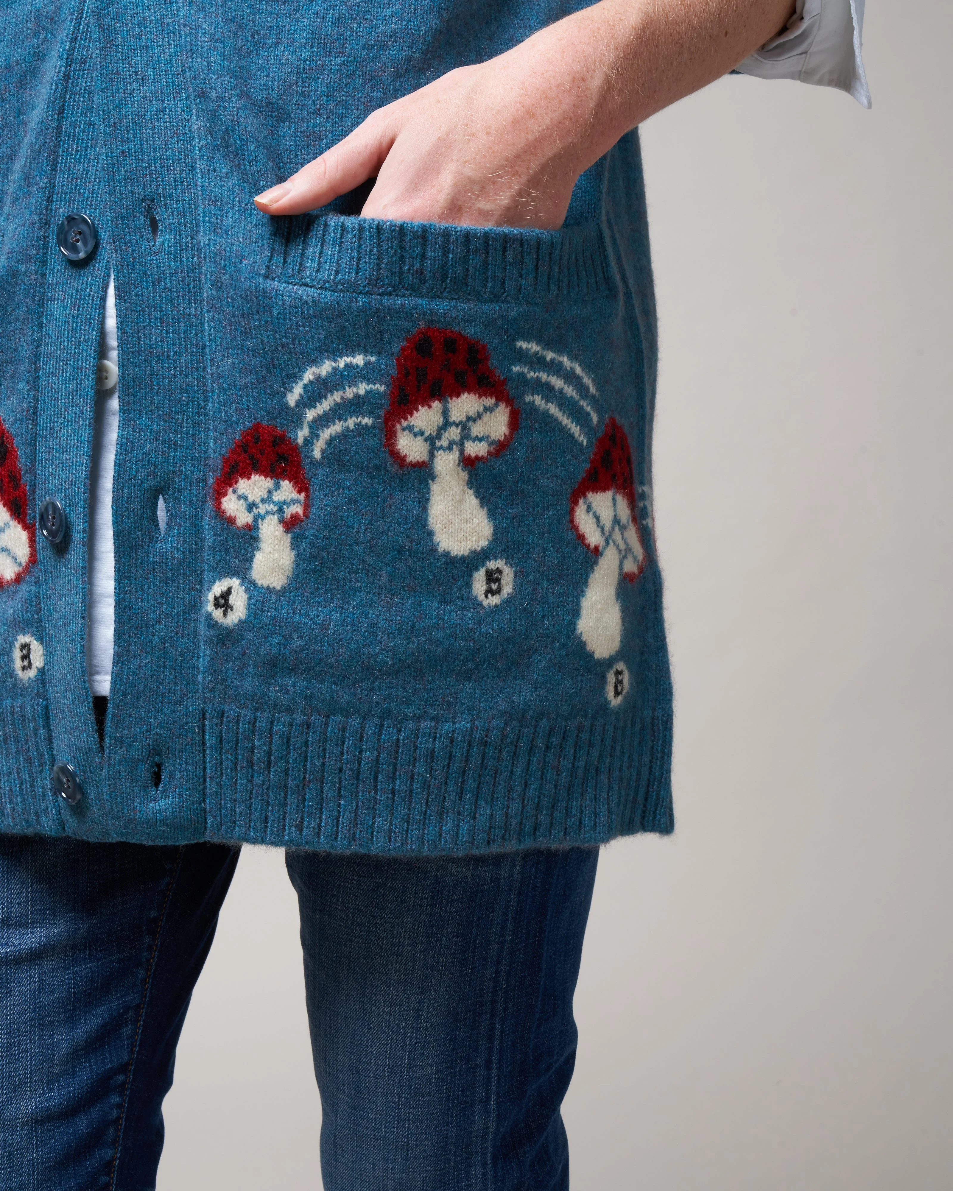 mushroom cardigan - blue - Image 5