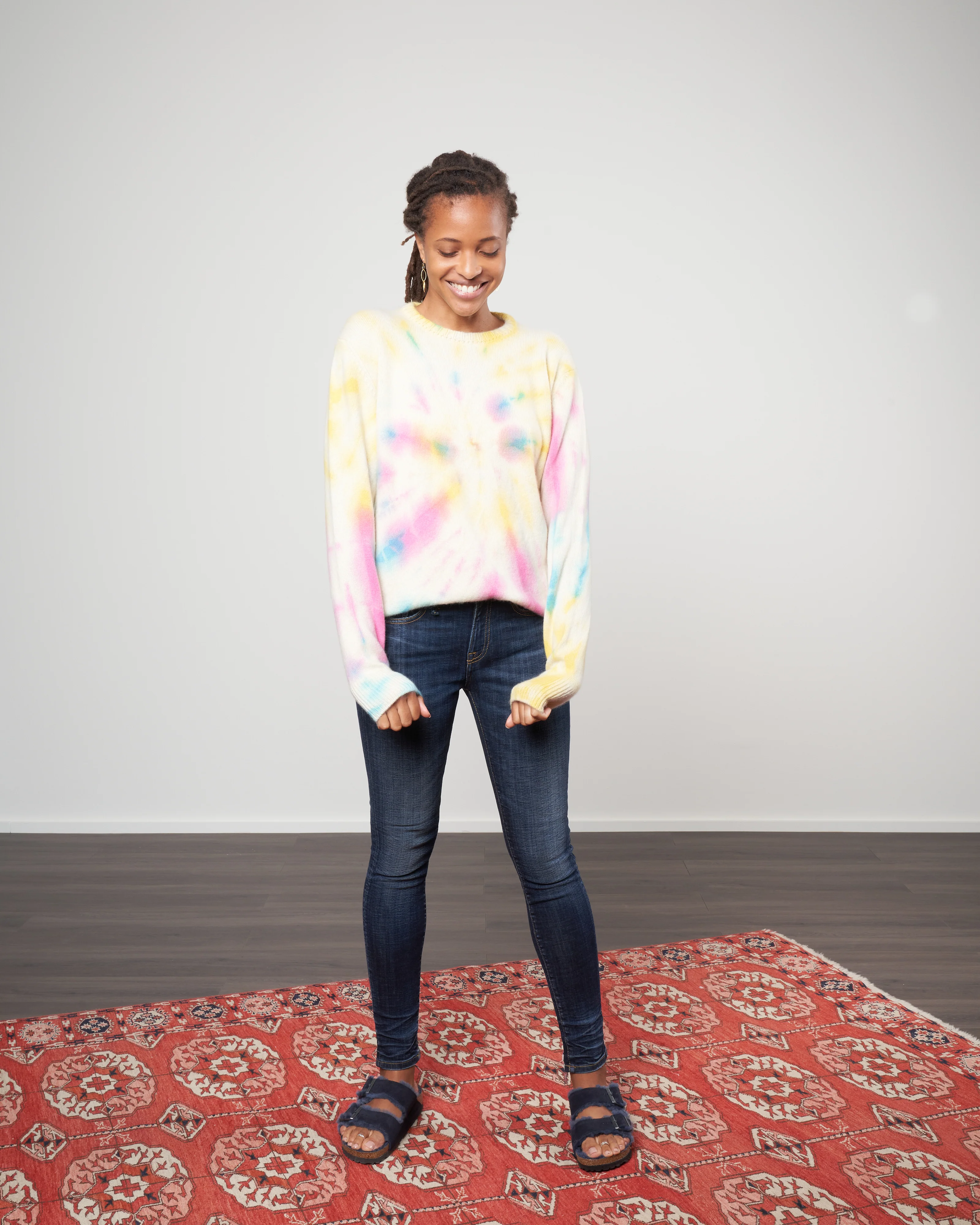 sunrise swirl tie dye crew sweater - yellow/pink/aqua - Image 2