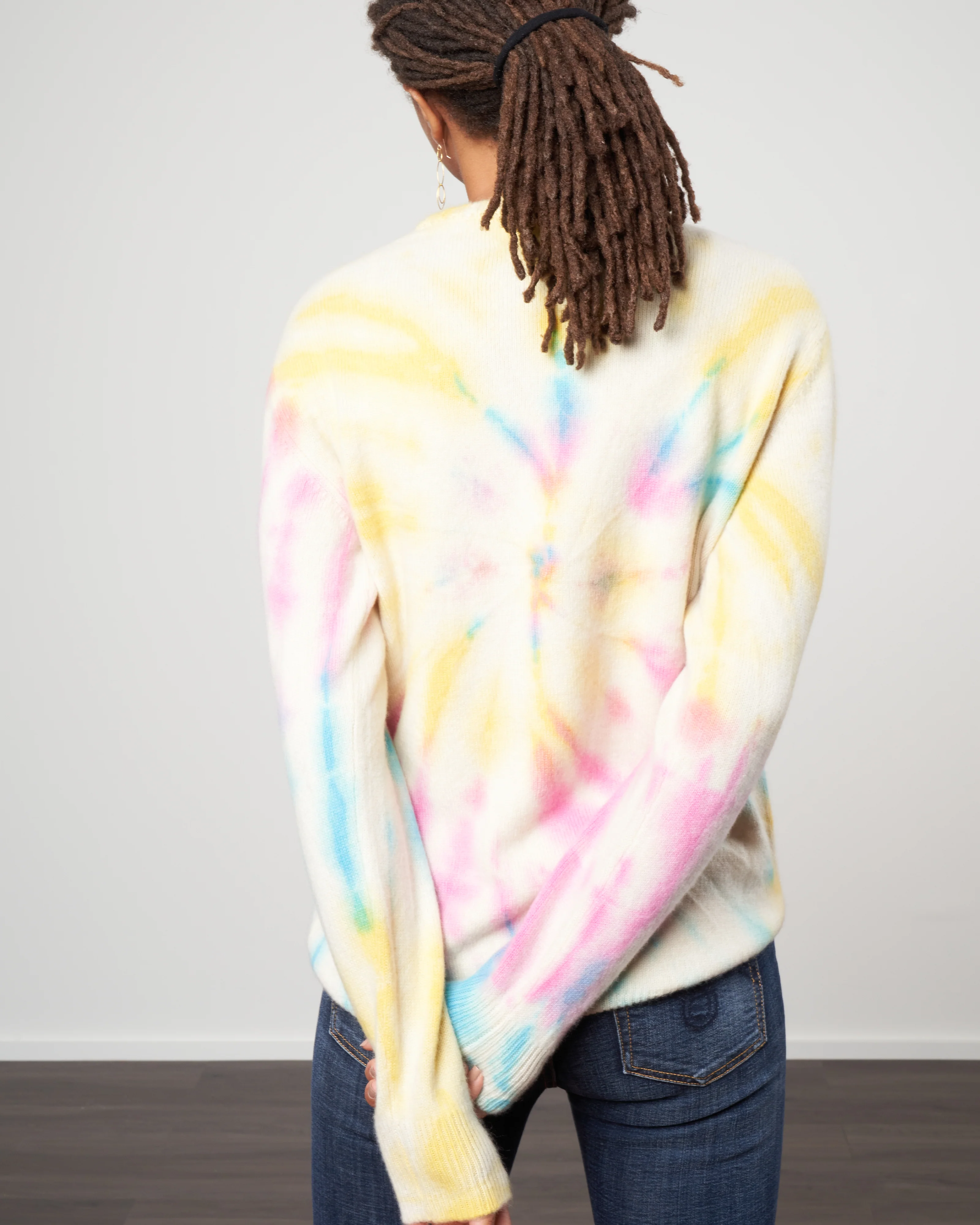 sunrise swirl tie dye crew sweater - yellow/pink/aqua - Image 3