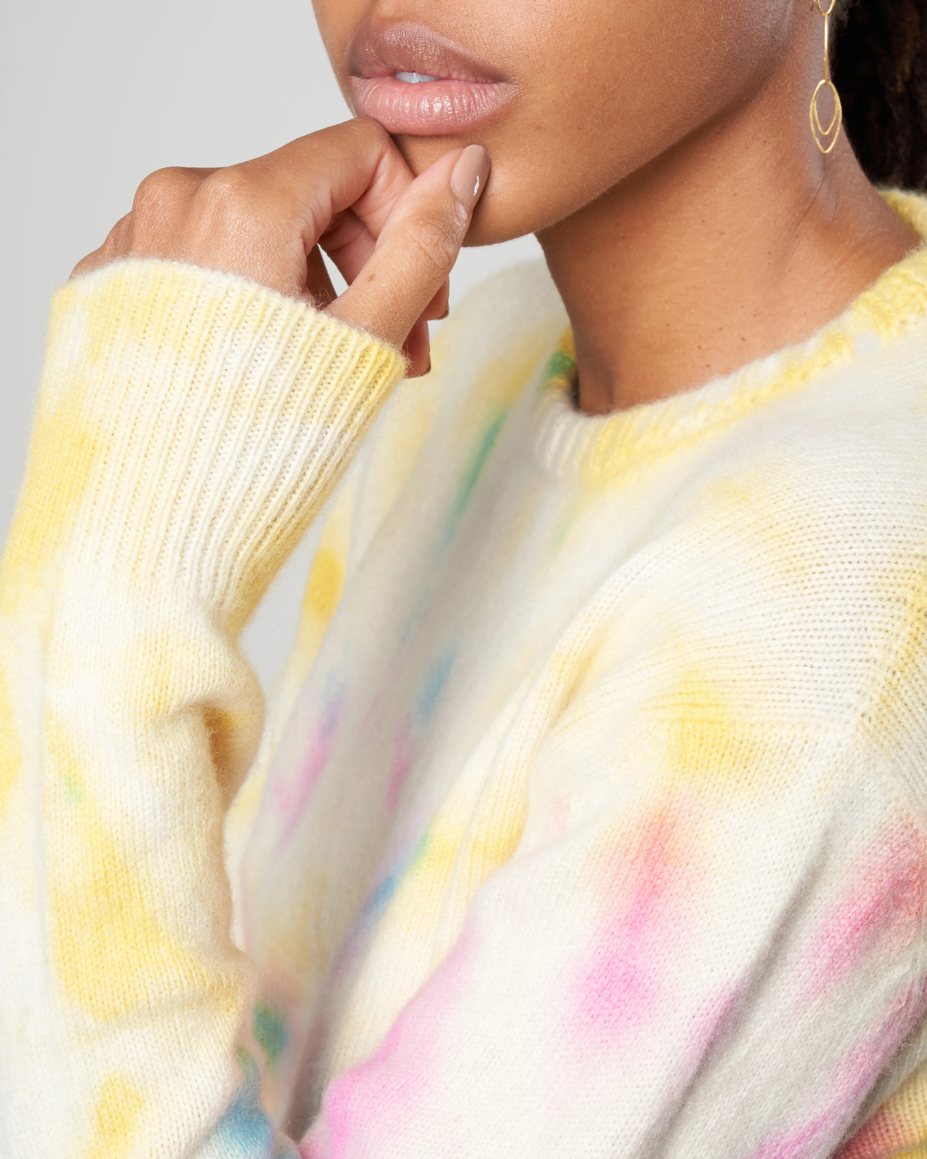 sunrise swirl tie dye crew sweater - yellow/pink/aqua - Image 4