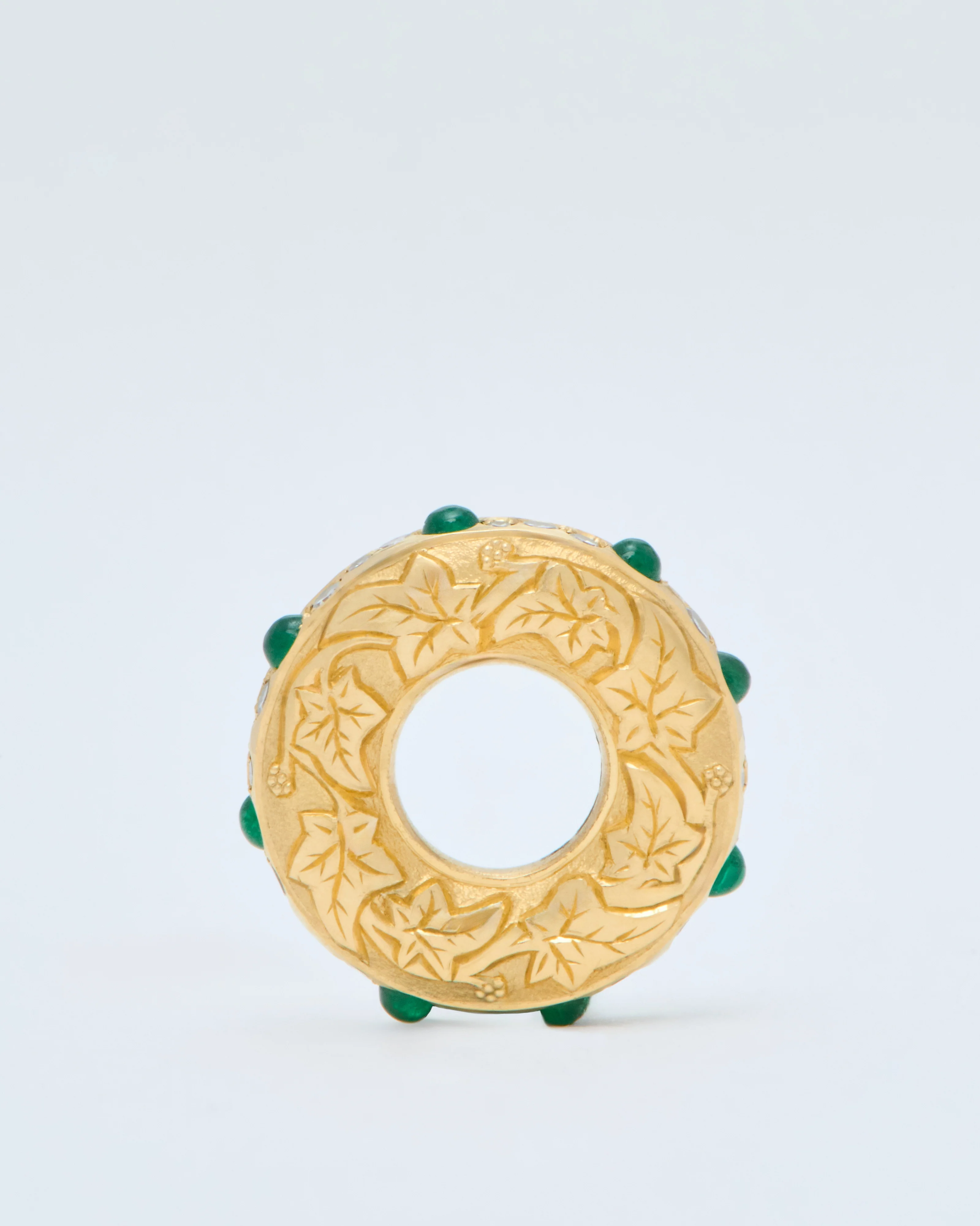 hag stone mini pendant w/ emeralds - Image 4