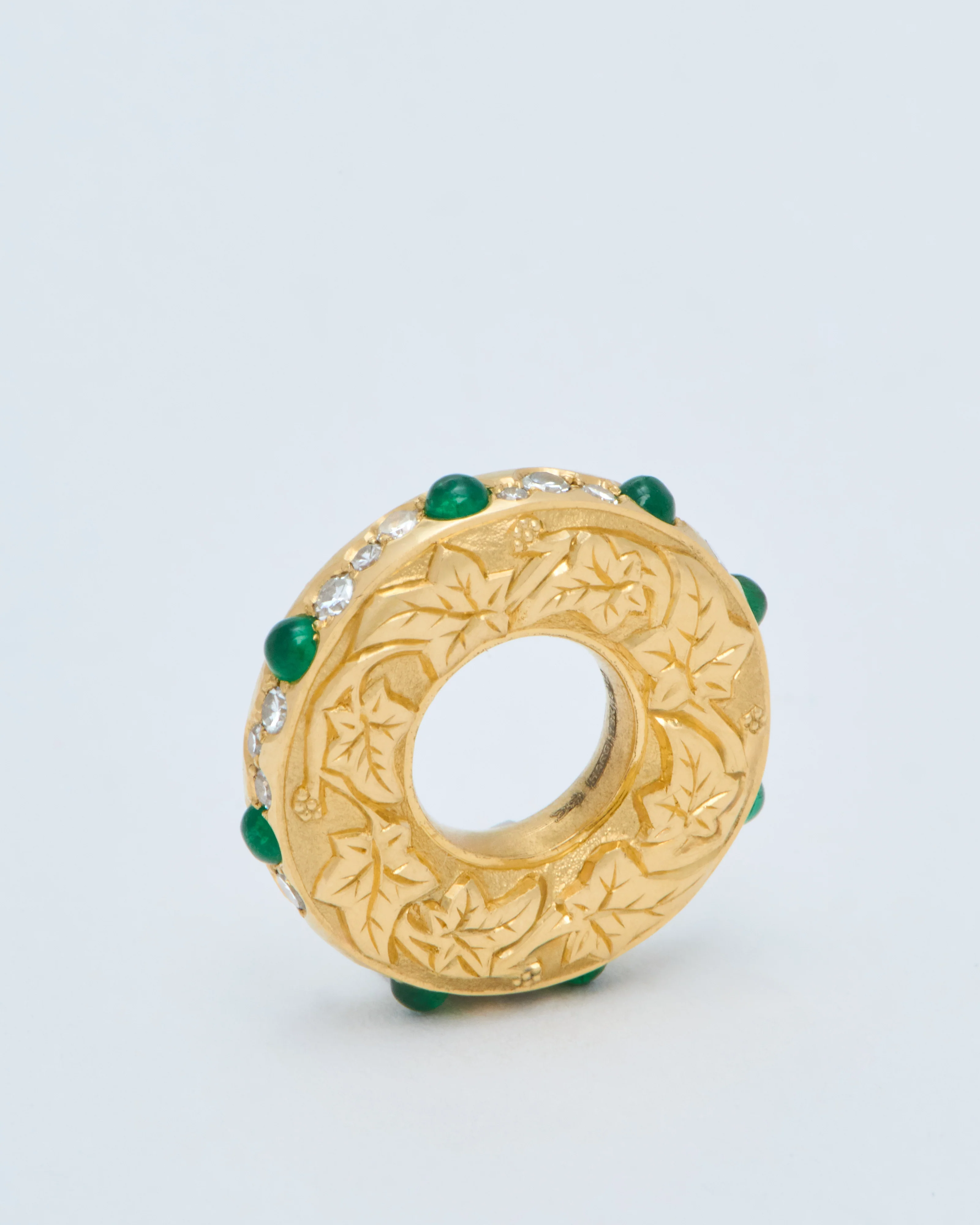 hag stone mini pendant w/ emeralds - Image 5