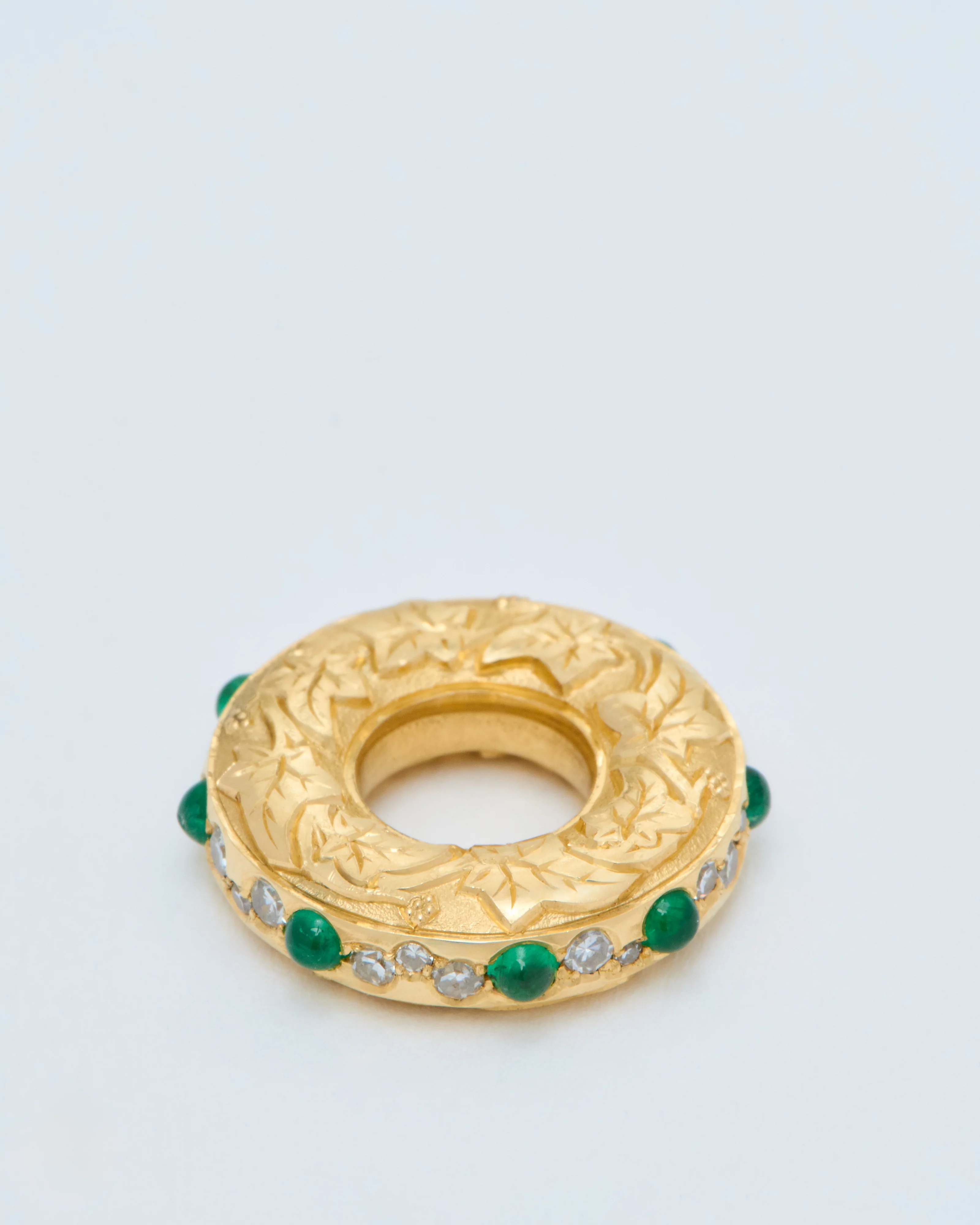 hag stone mini pendant w/ emeralds - Image 6