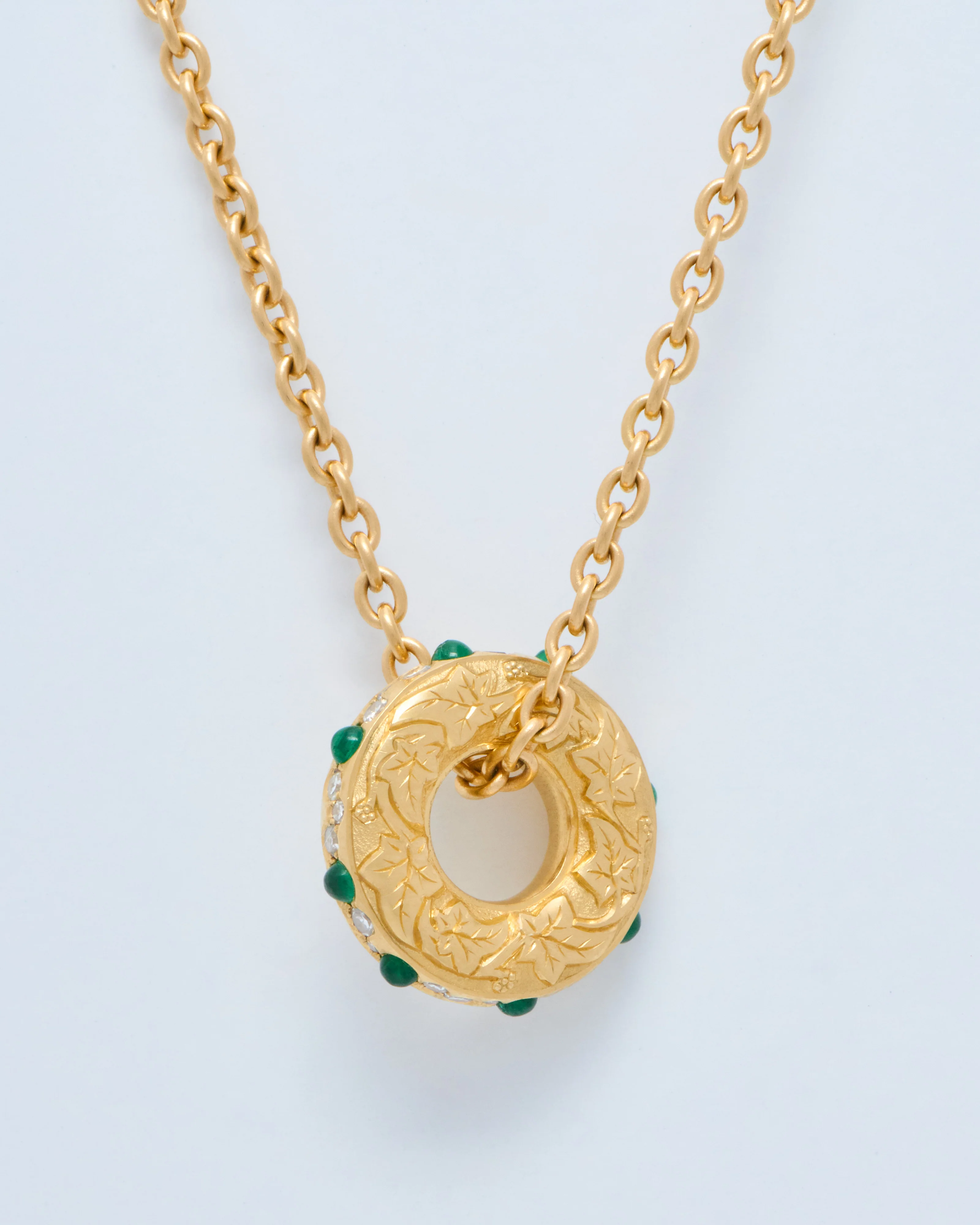 hag stone mini pendant w/ emeralds - Image 7