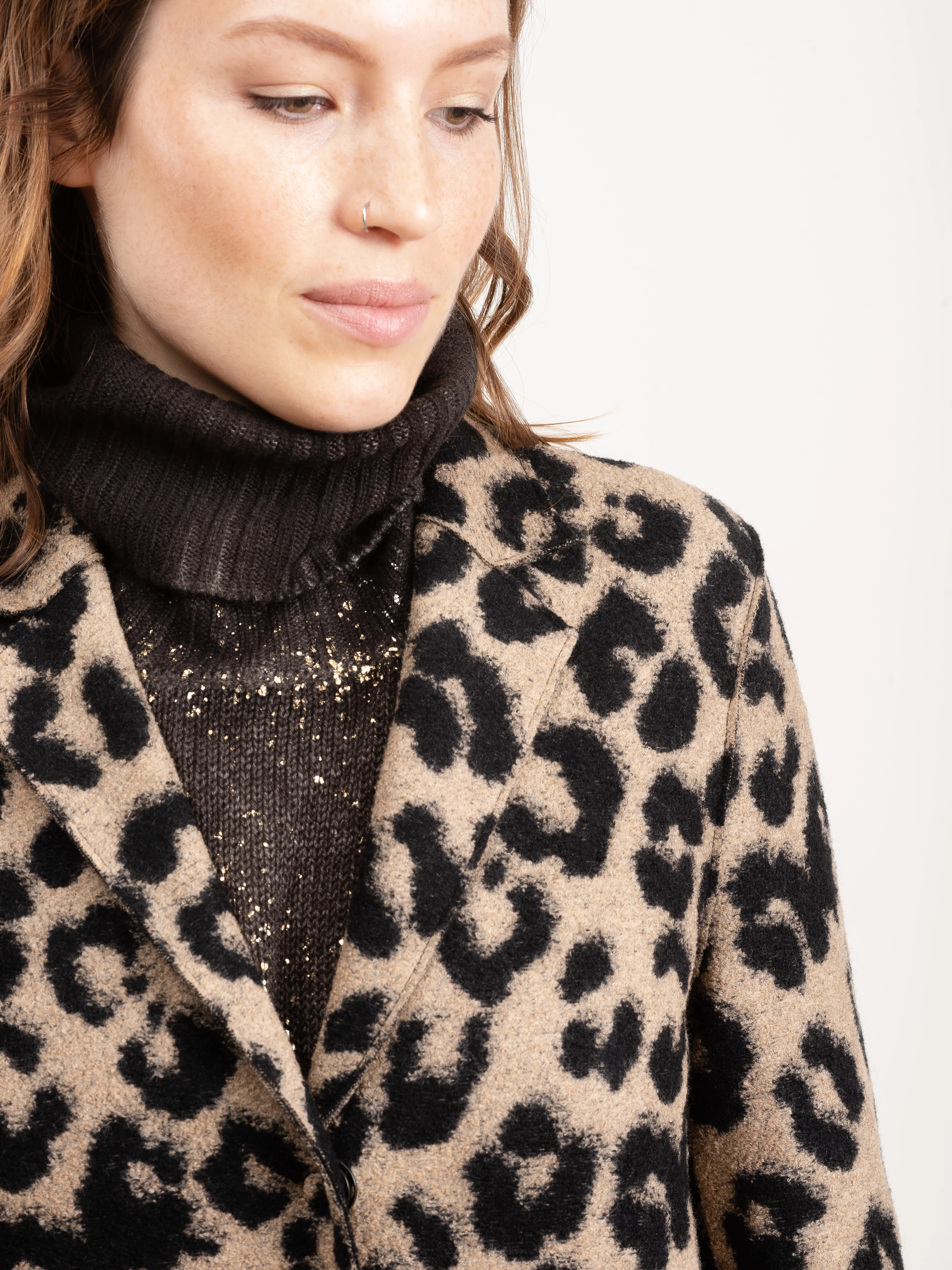 cocoon coat jacquard leopard - Image 5