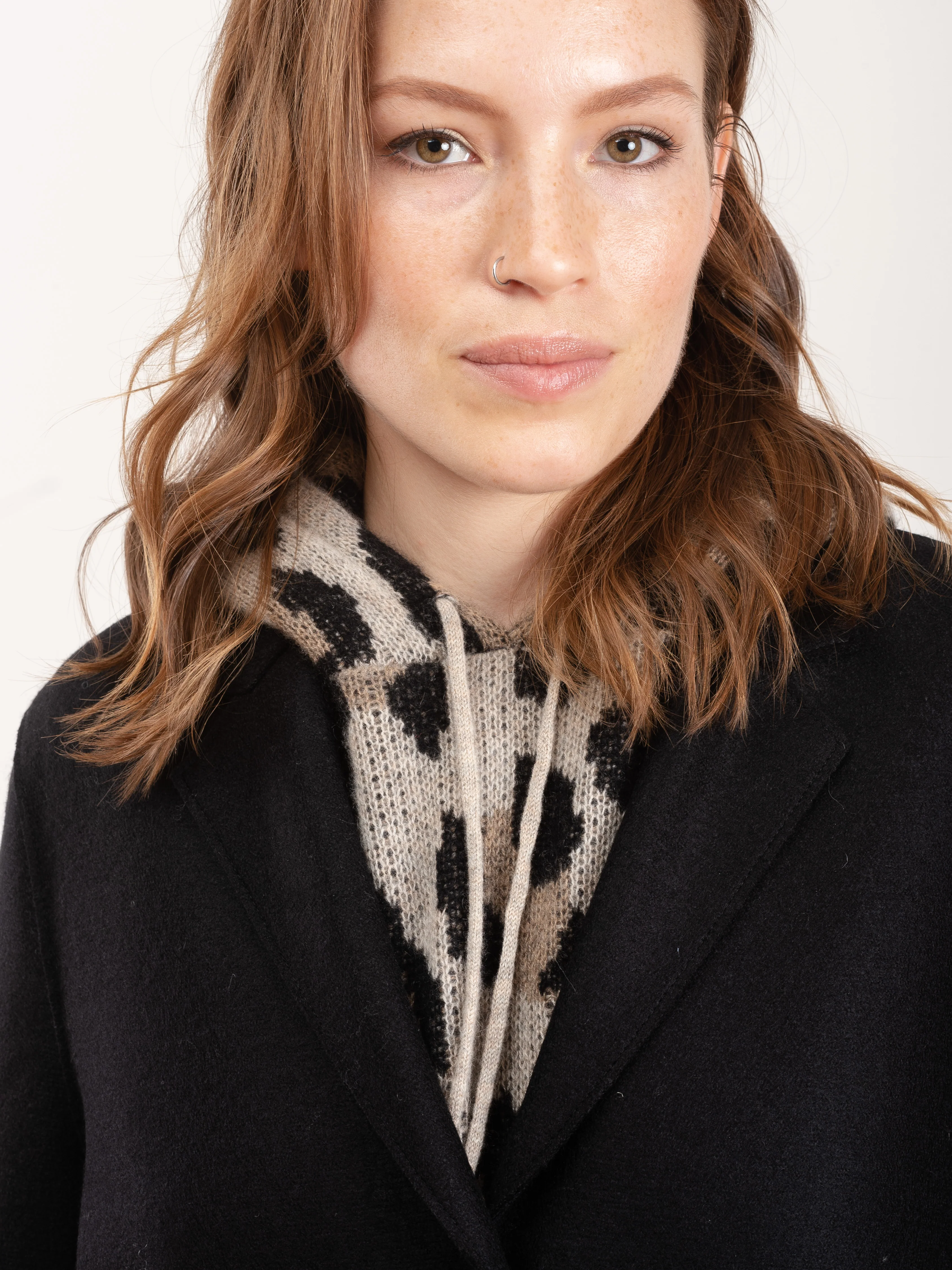 cocoon coat pressed wool - black - Image 5