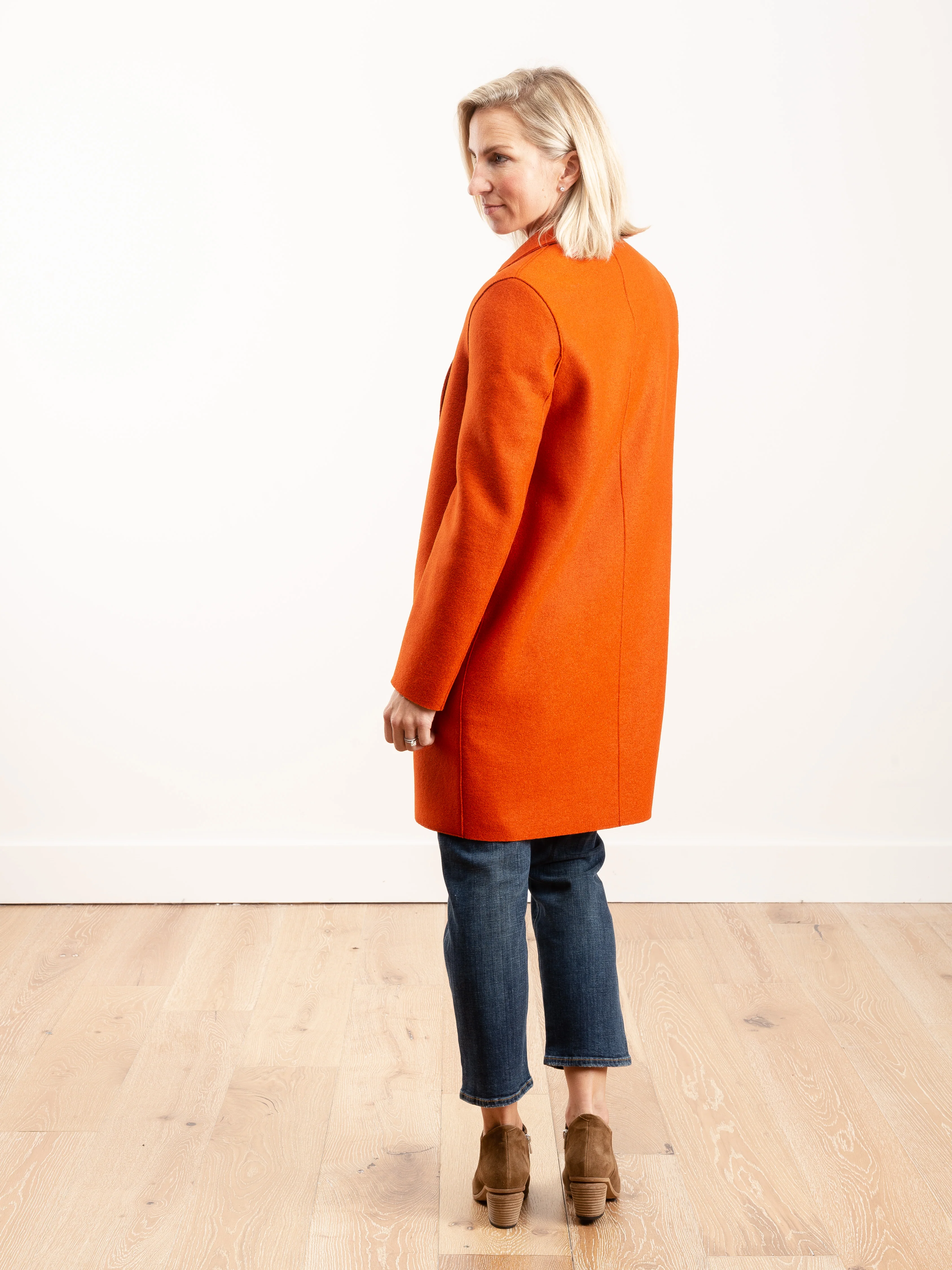 cocoon coat pressed wool - burnt orange - Image 4