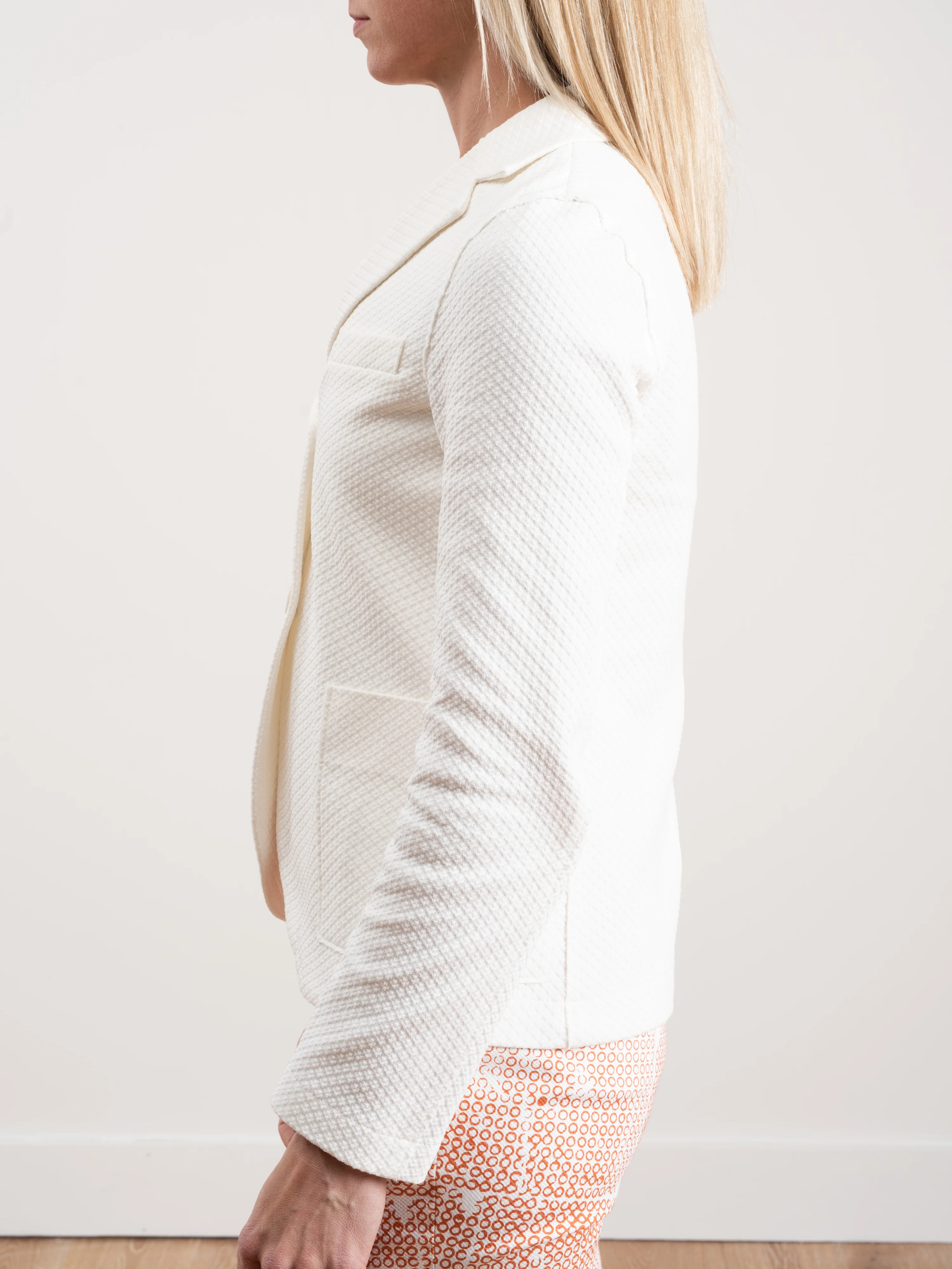 jacquard short boyfriend jacket - off white - Image 5