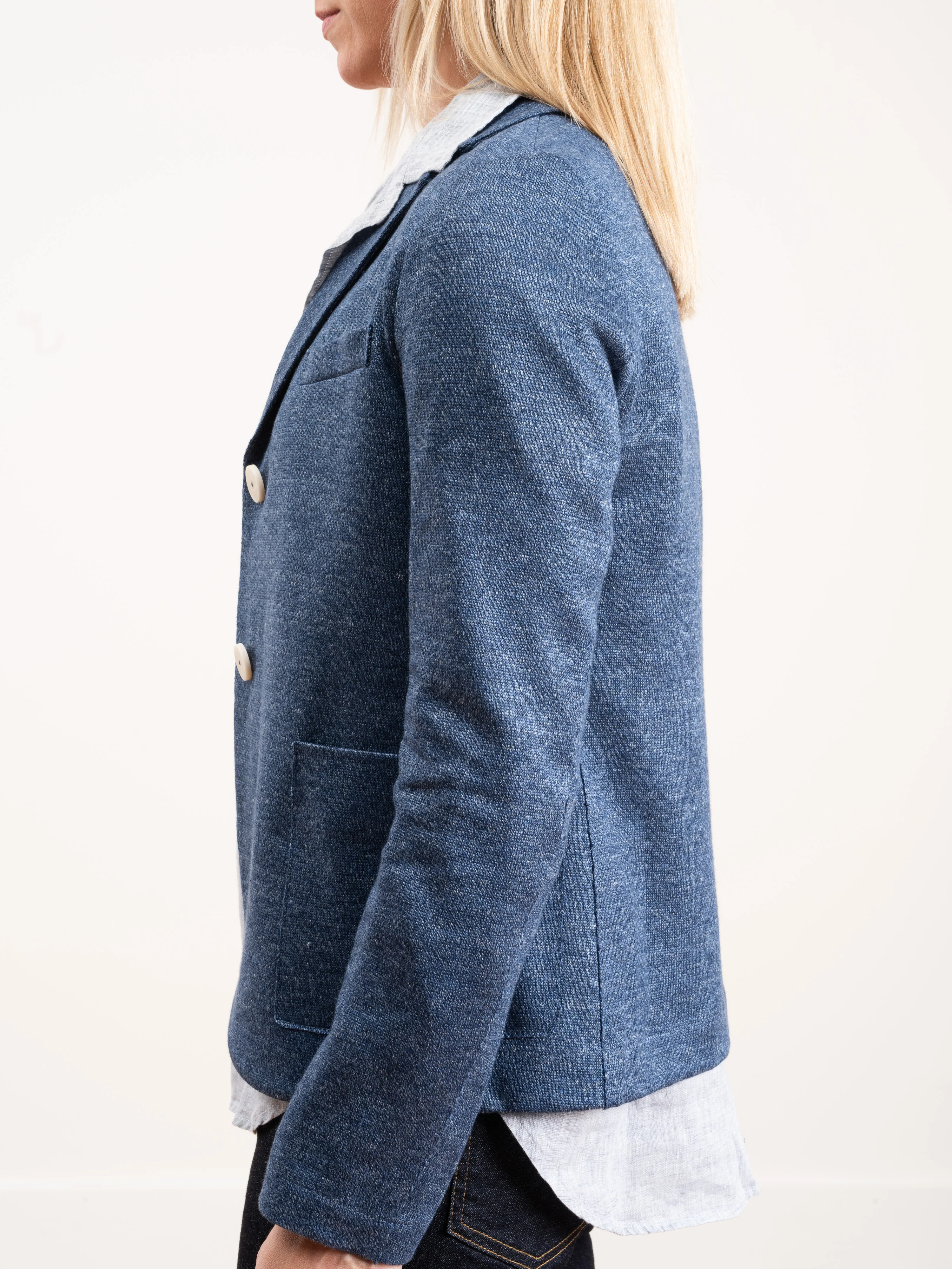 linen short boyfriend jacket - denim - Image 5