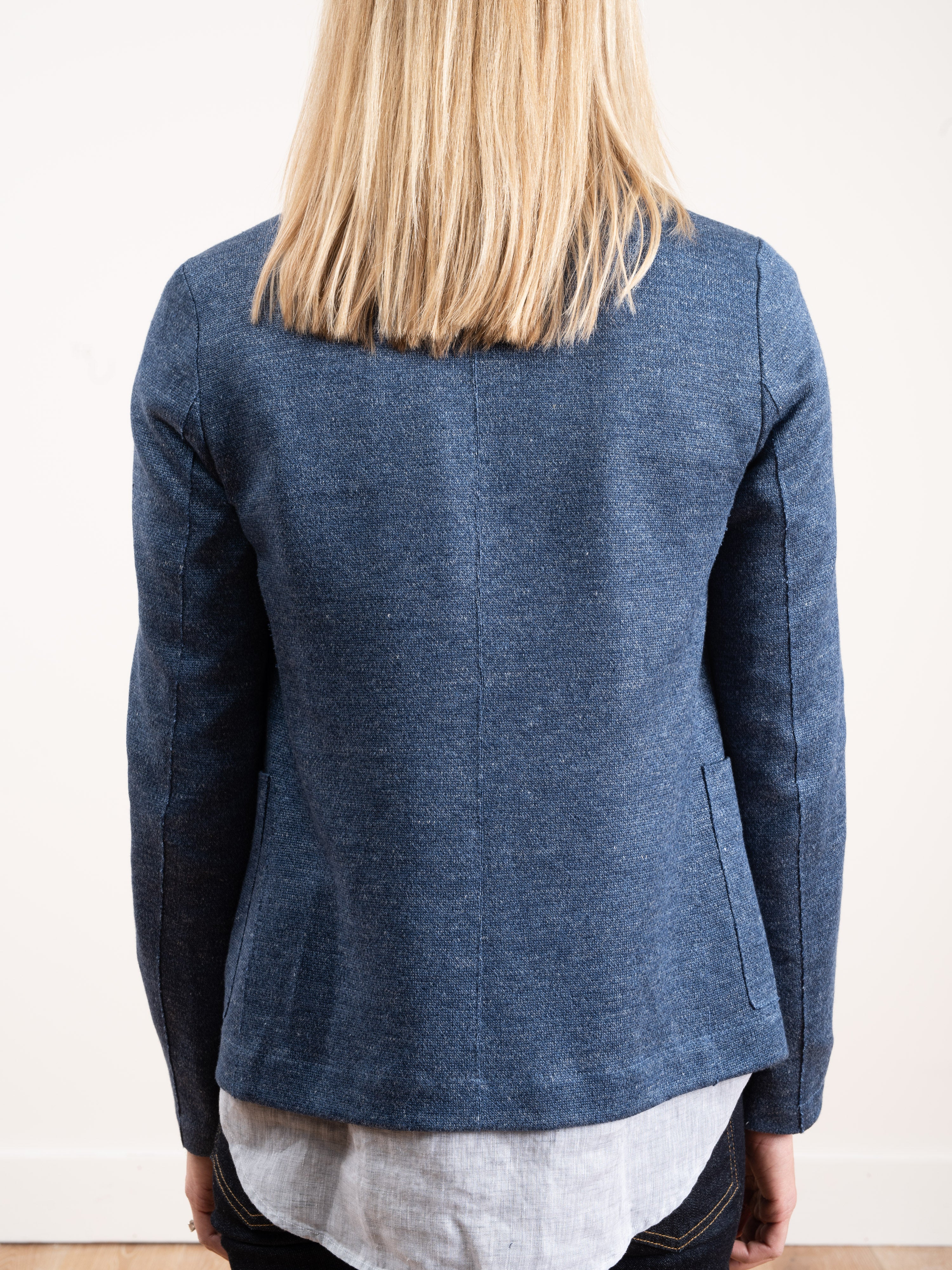 linen short boyfriend jacket - denim - Image 6