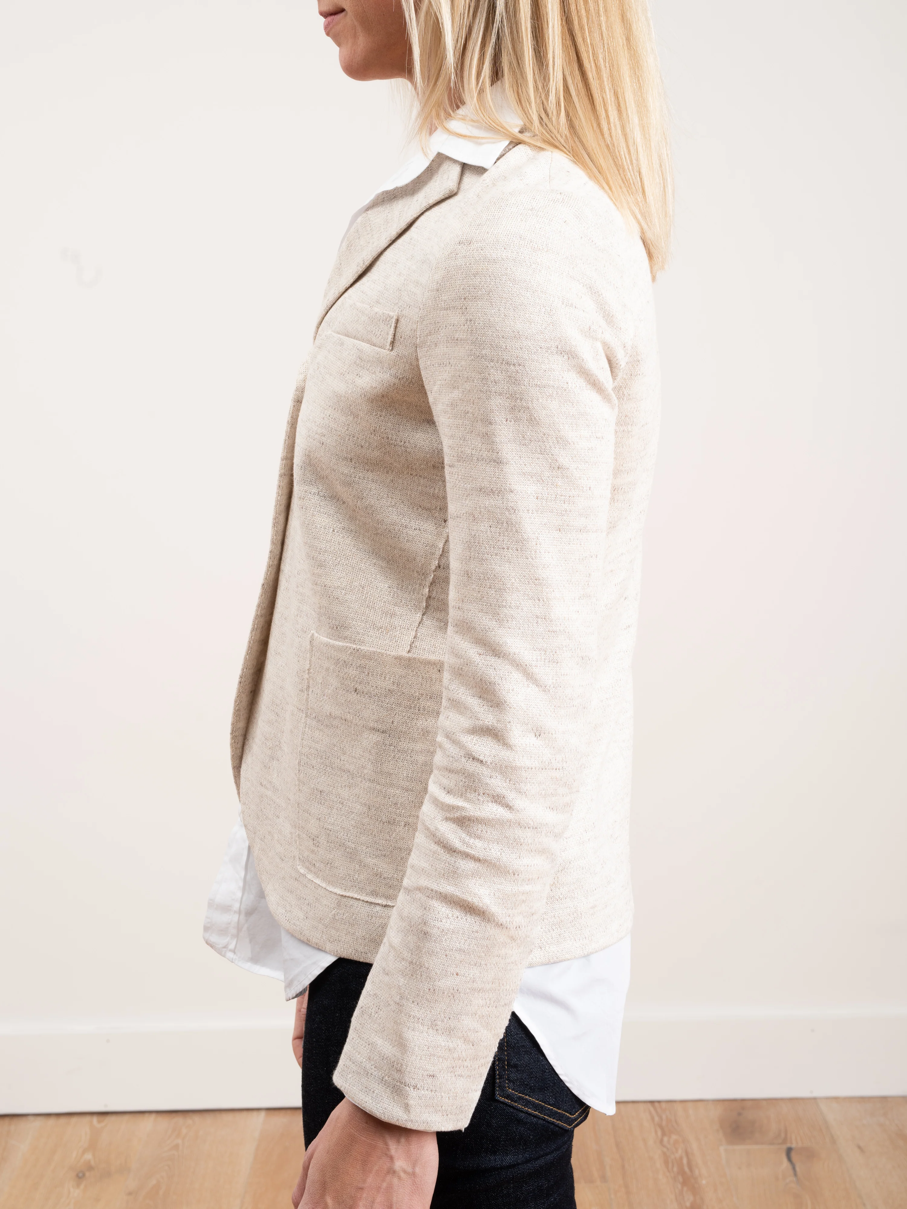 linen short boyfriend jacket - off white - Image 5