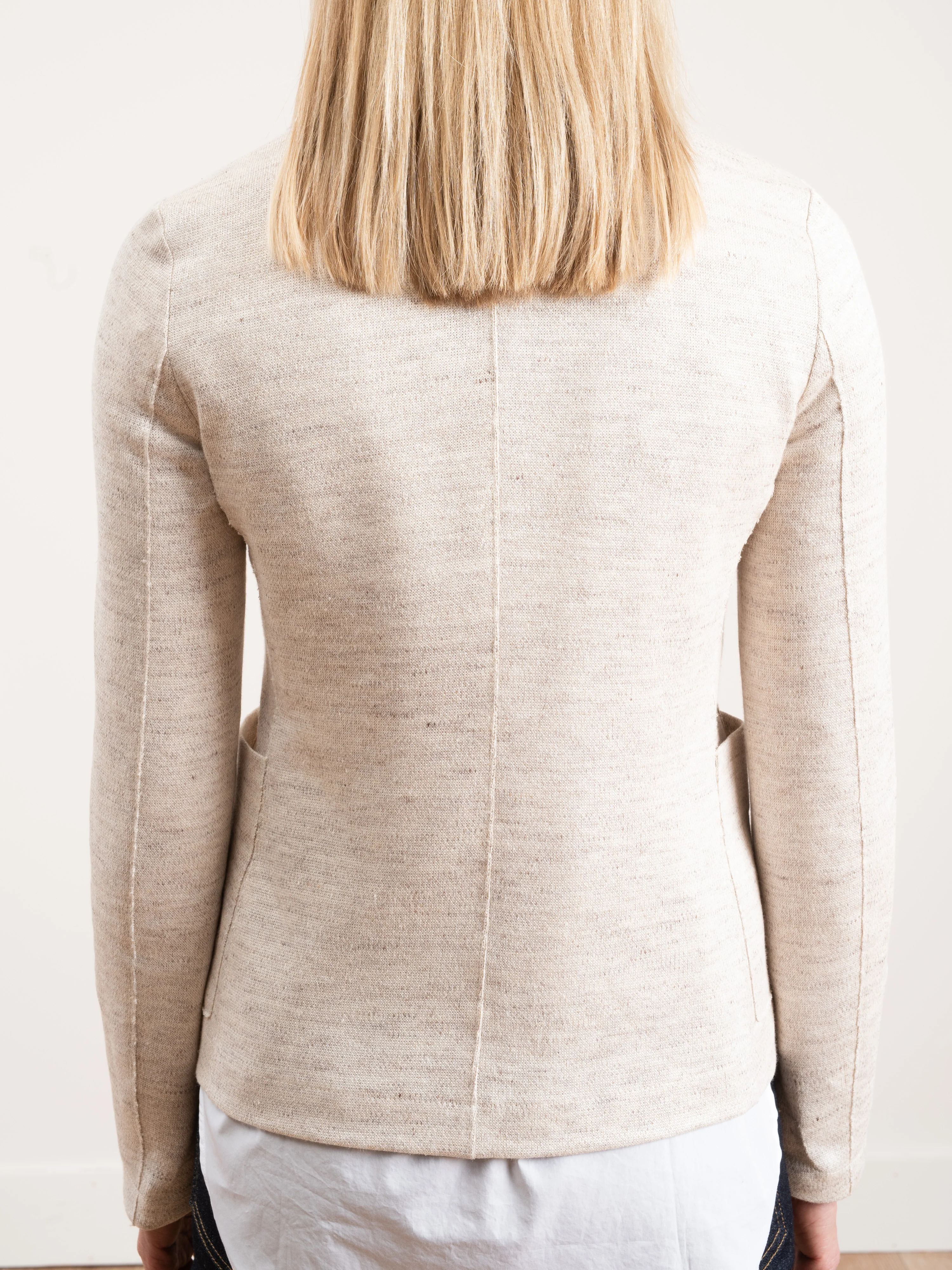 linen short boyfriend jacket - off white - Image 6
