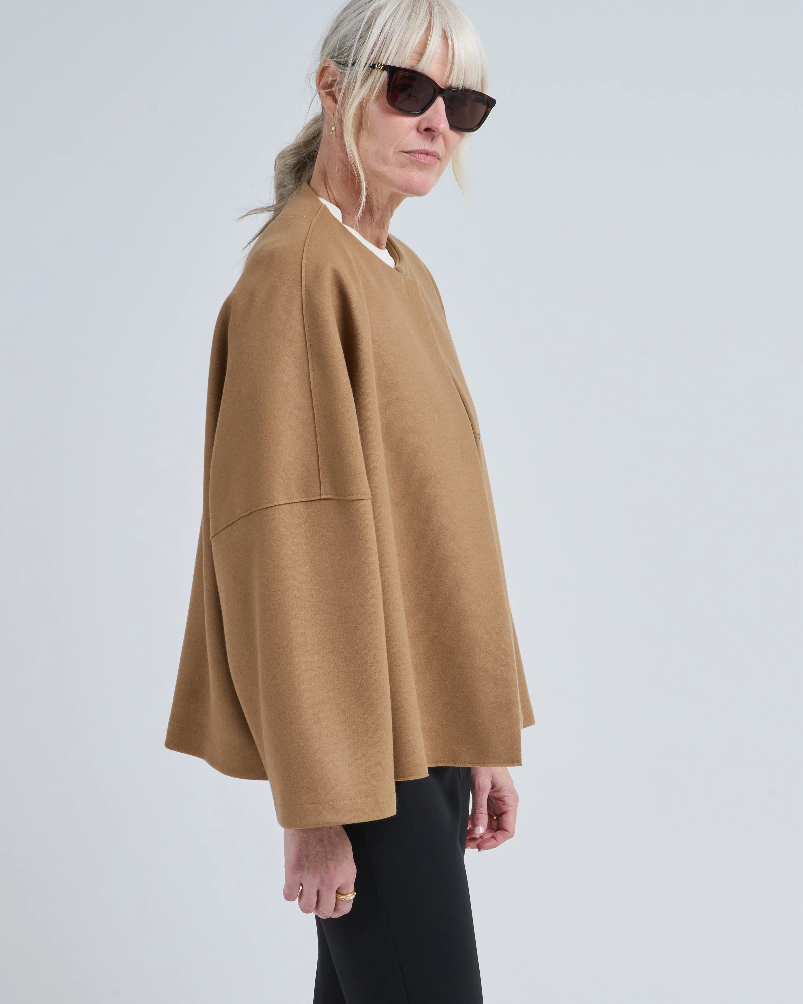 collarless cape cashmere blend - Image 3