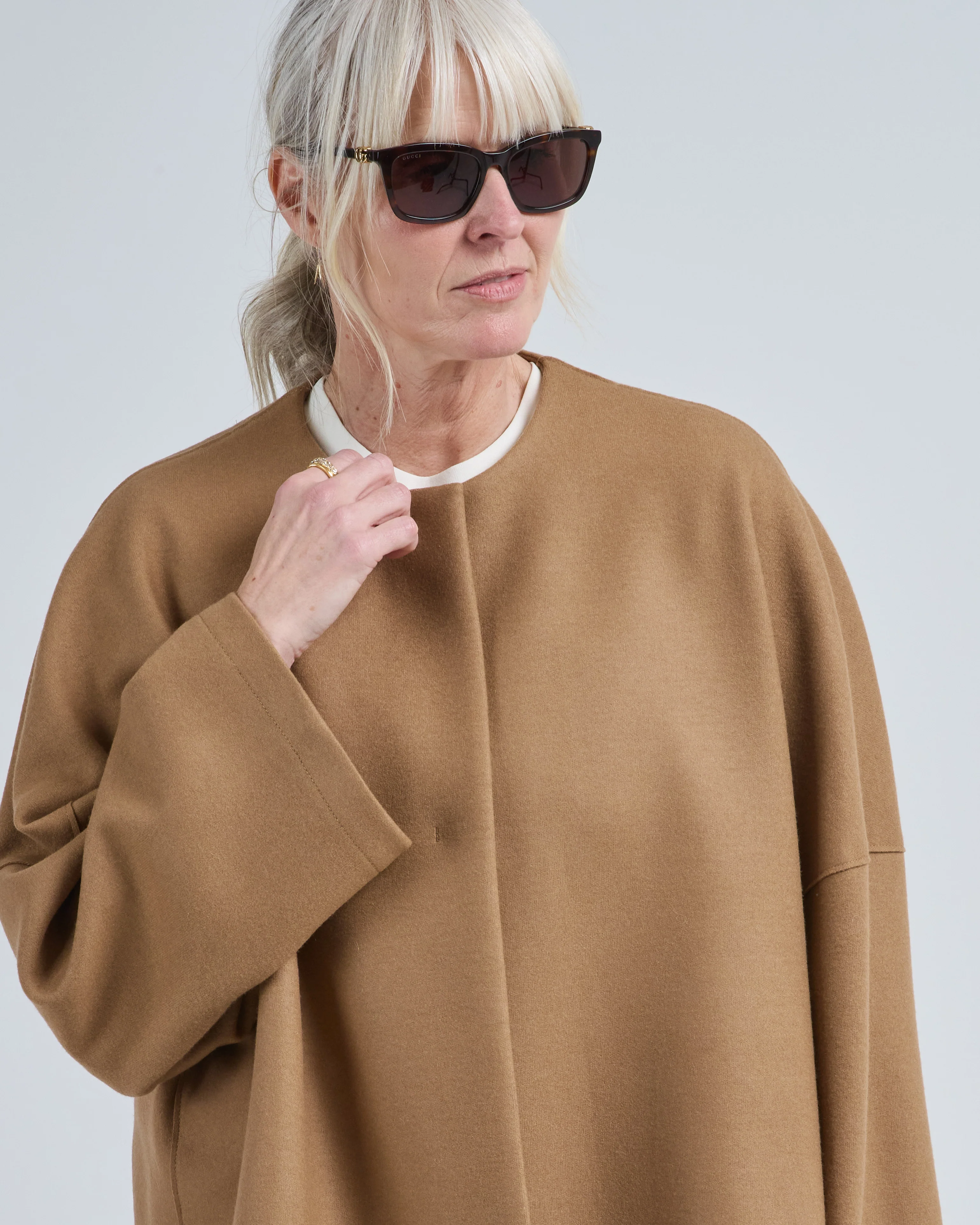 collarless cape cashmere blend - Image 5