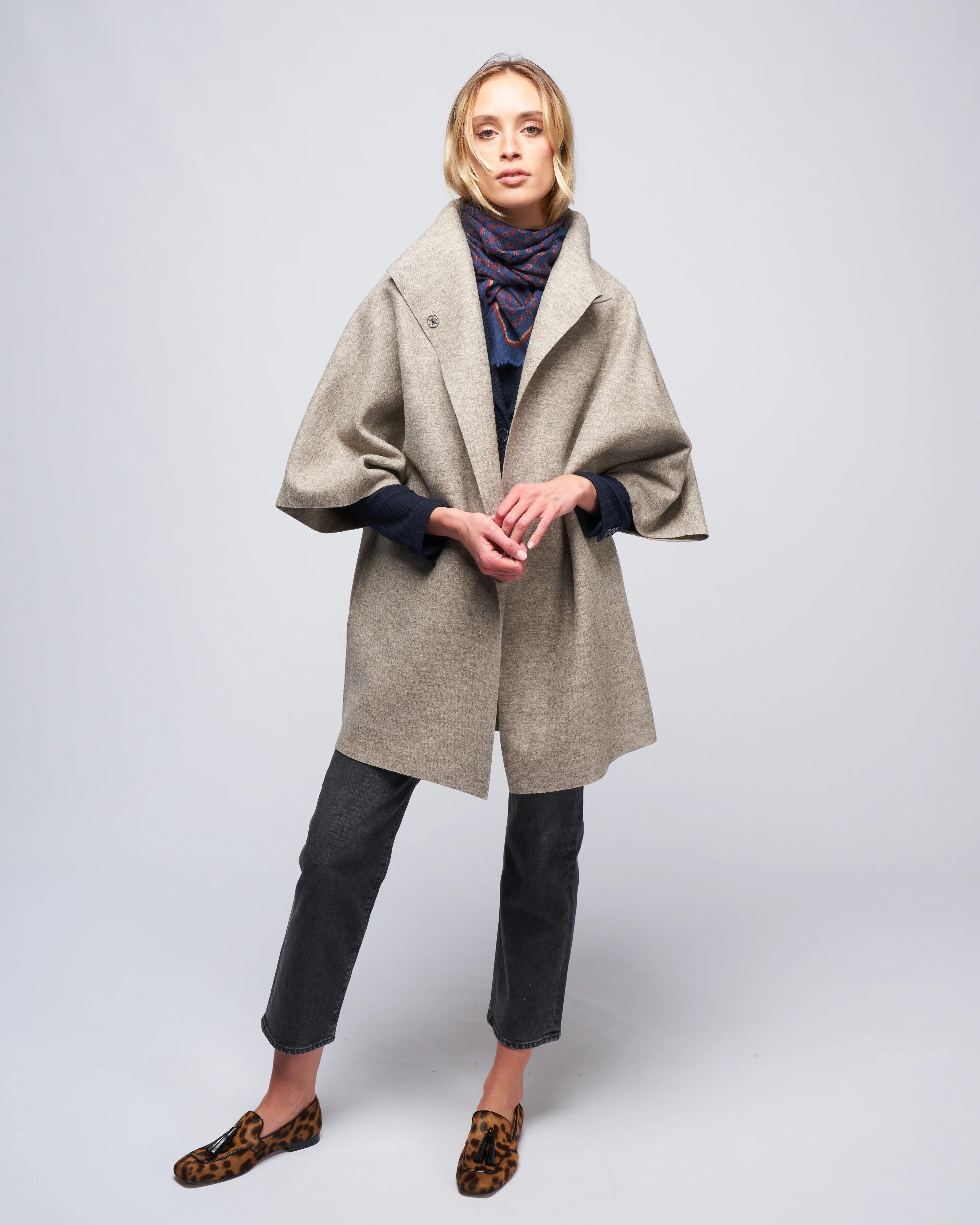 mantle pressed wool kimono - natural taupe - Image 2