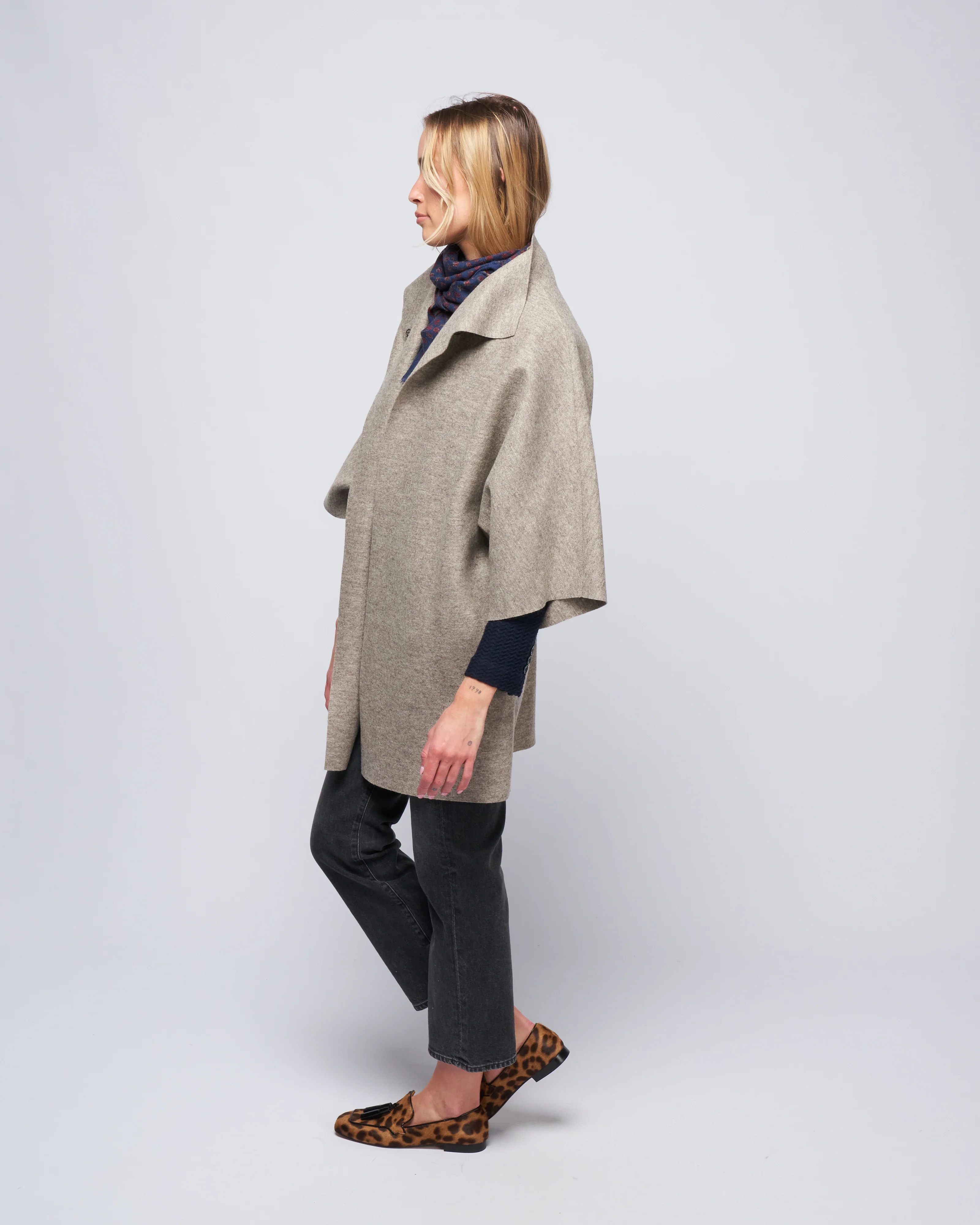 mantle pressed wool kimono - natural taupe - Image 3