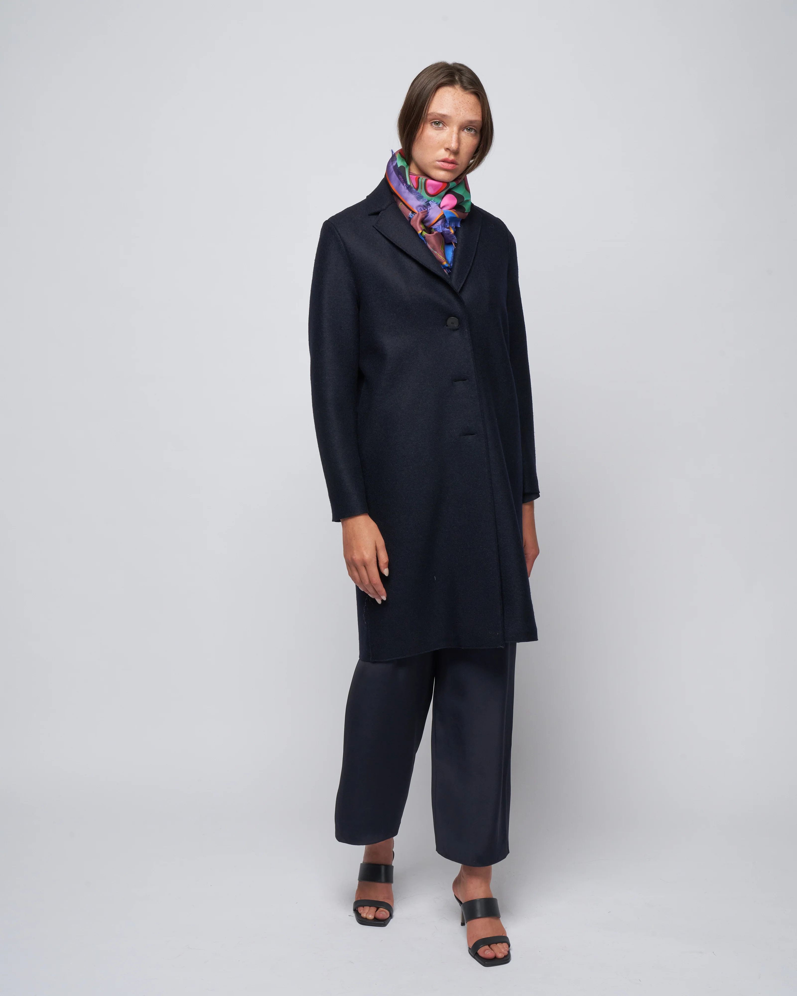 pressed wool and polaire overcoat - navy blue - Image 2