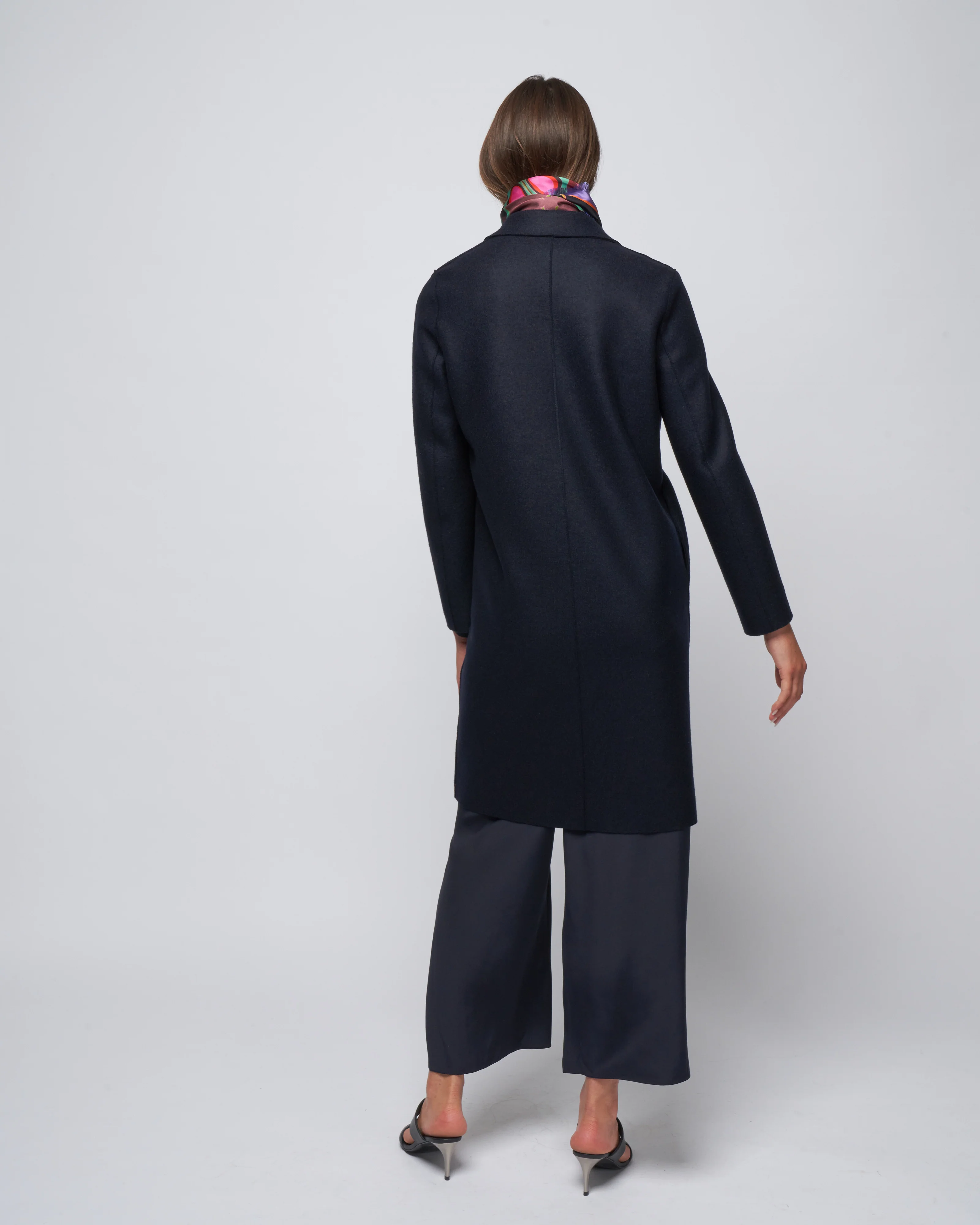 pressed wool and polaire overcoat - navy blue - Image 4