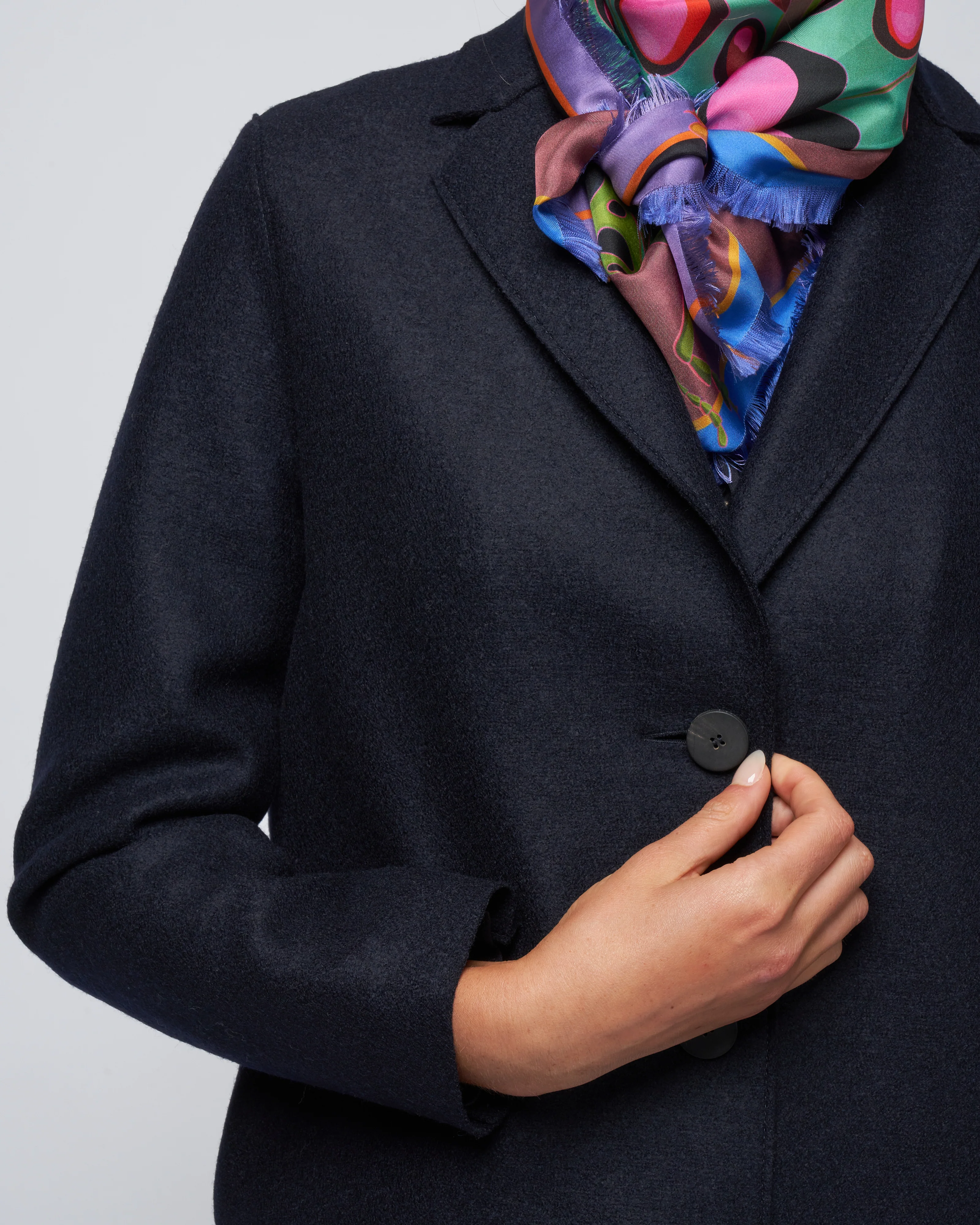 pressed wool and polaire overcoat - navy blue - Image 5