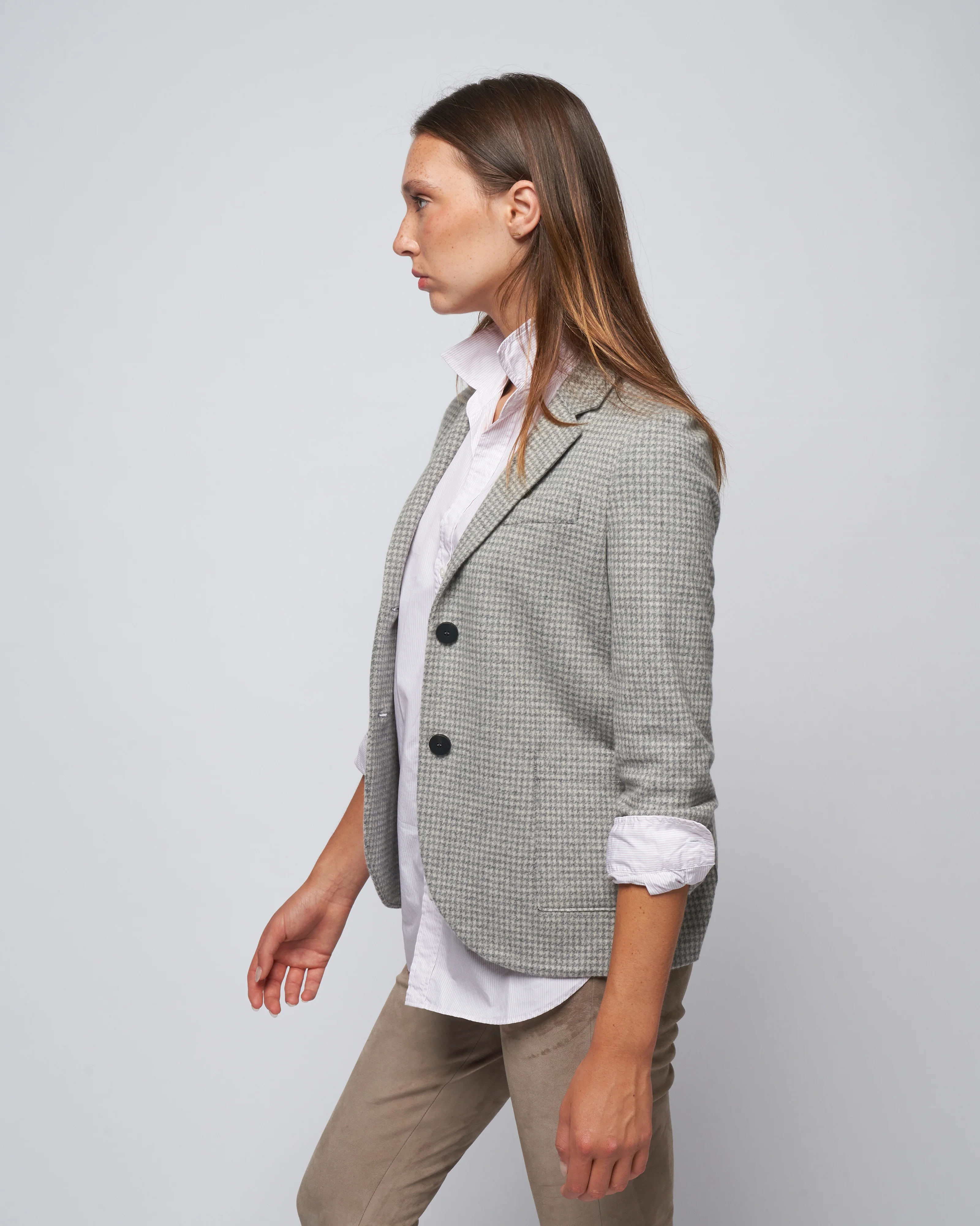 stand up collar moleskin blazer - grey - Image 3
