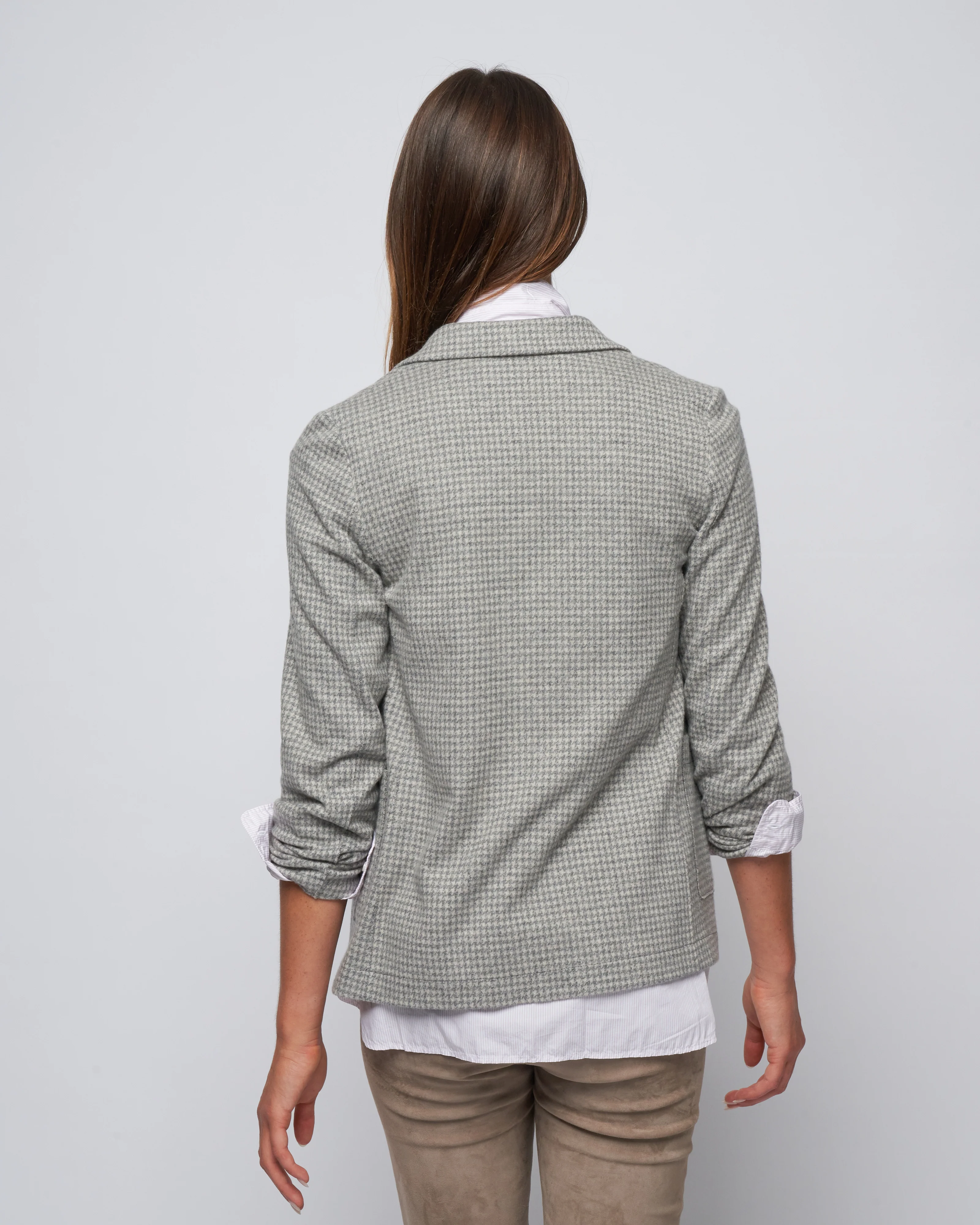 stand up collar moleskin blazer - grey - Image 4