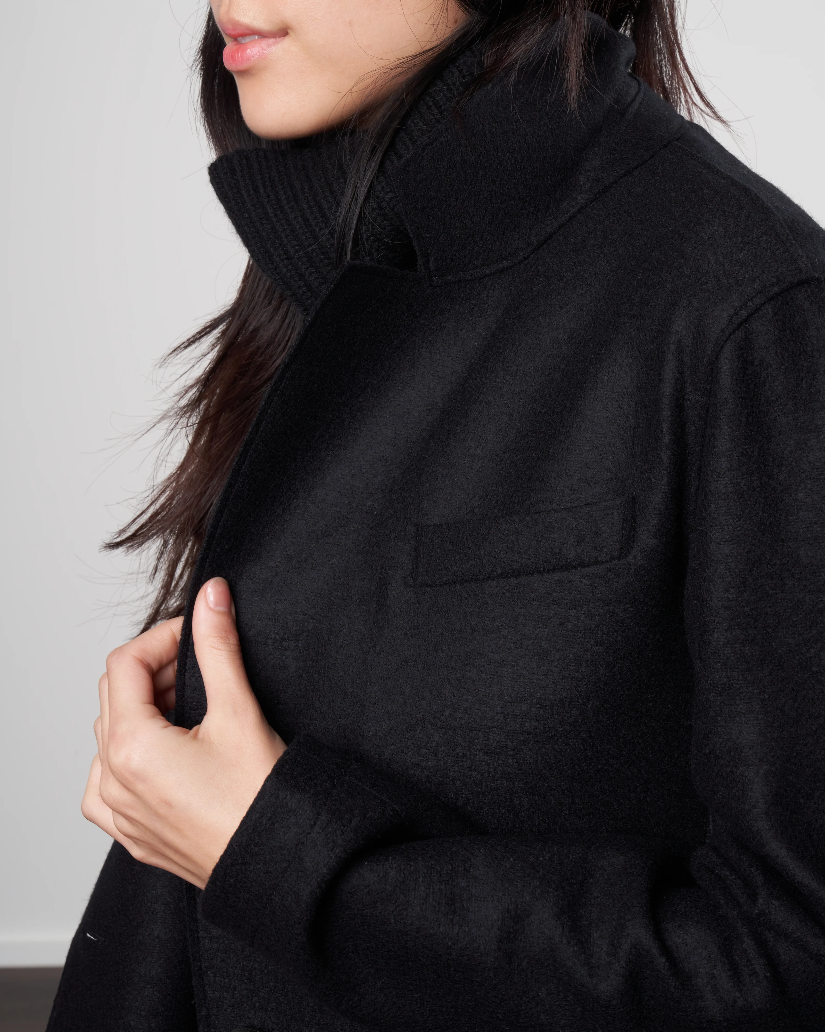 women 1 button blazer light pressed wool - black - Image 4