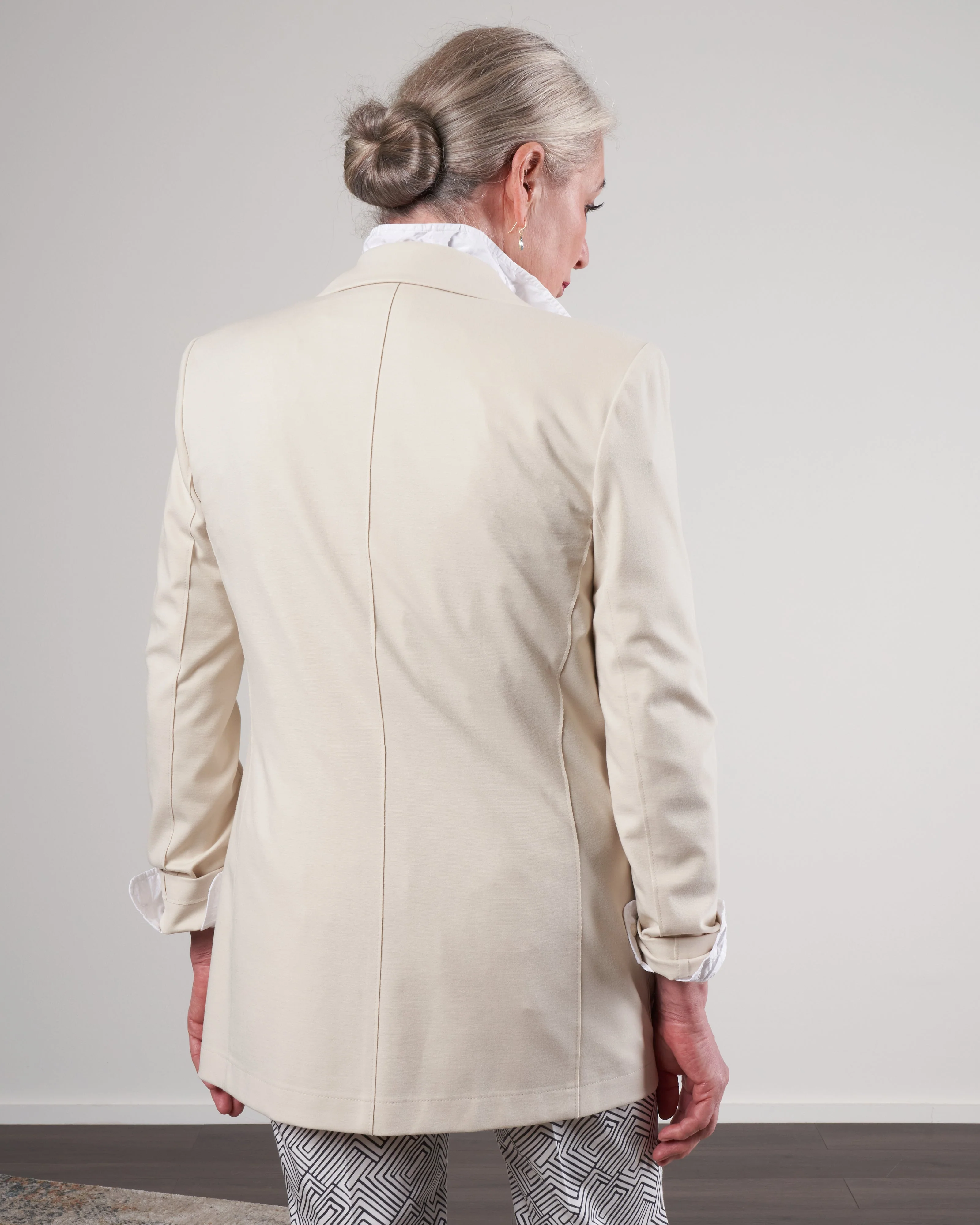 women boyfriend blazer shoulder pads techno viscose - ivory - Image 4