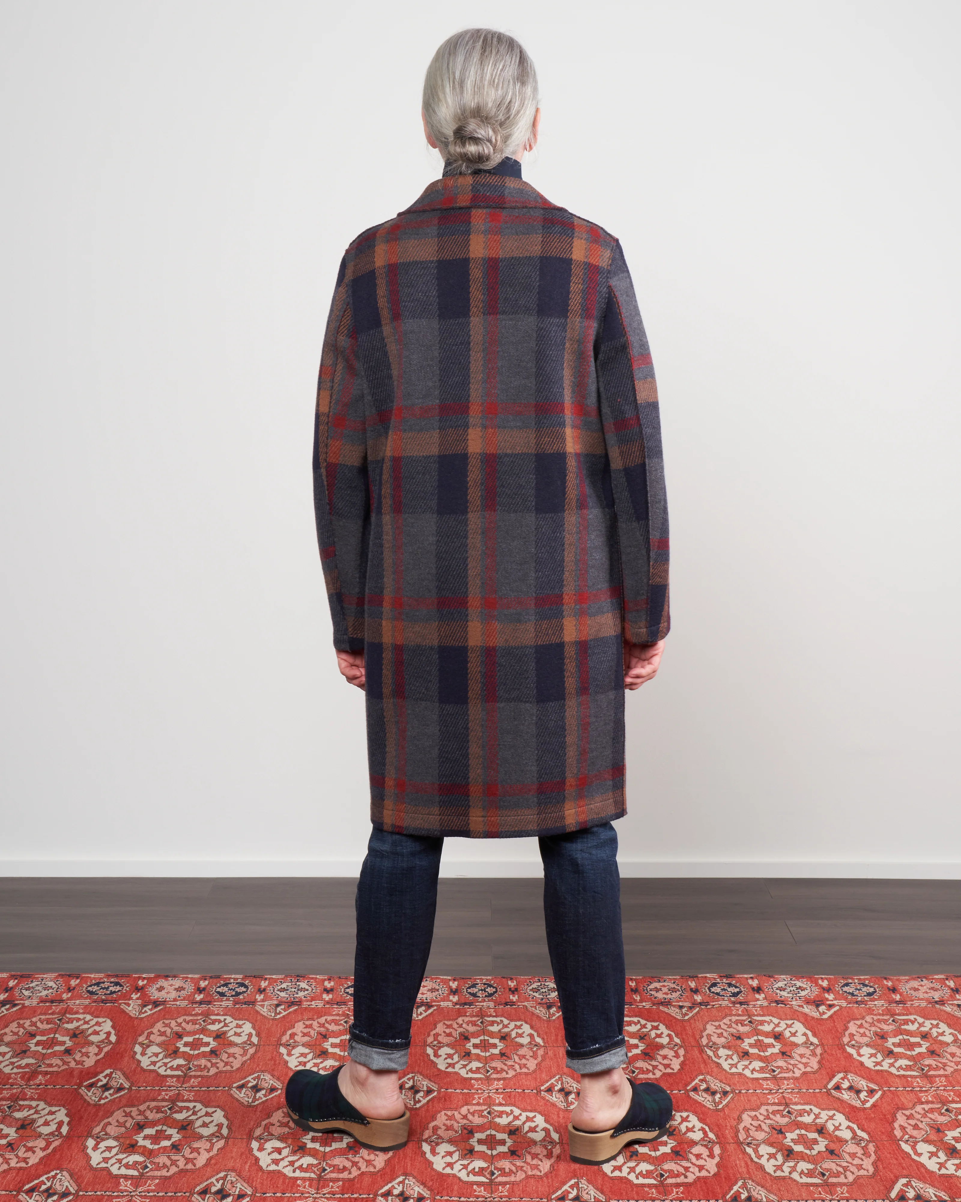 women fly front coat - grey tartan - Image 5