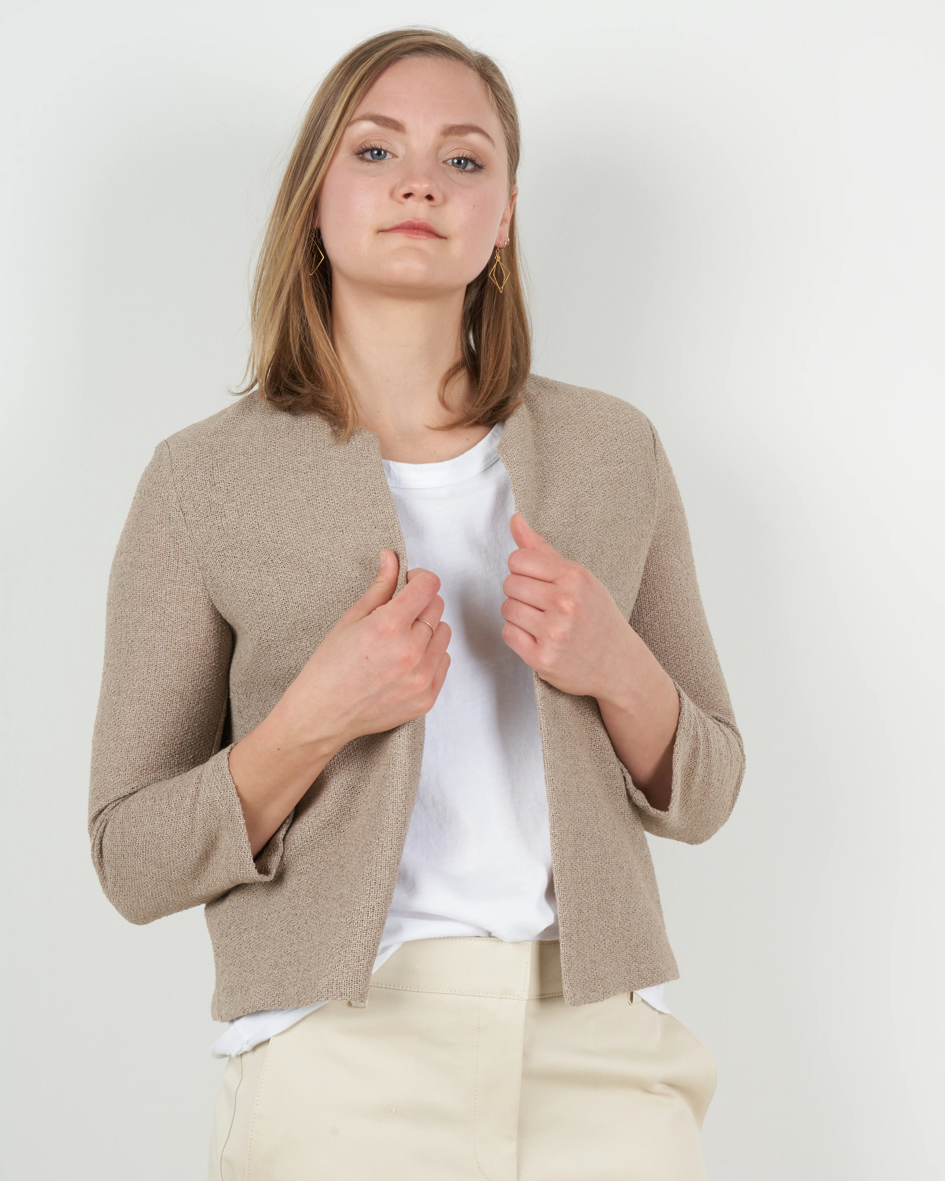 women round neck jacket frisé - hemp - Image 2